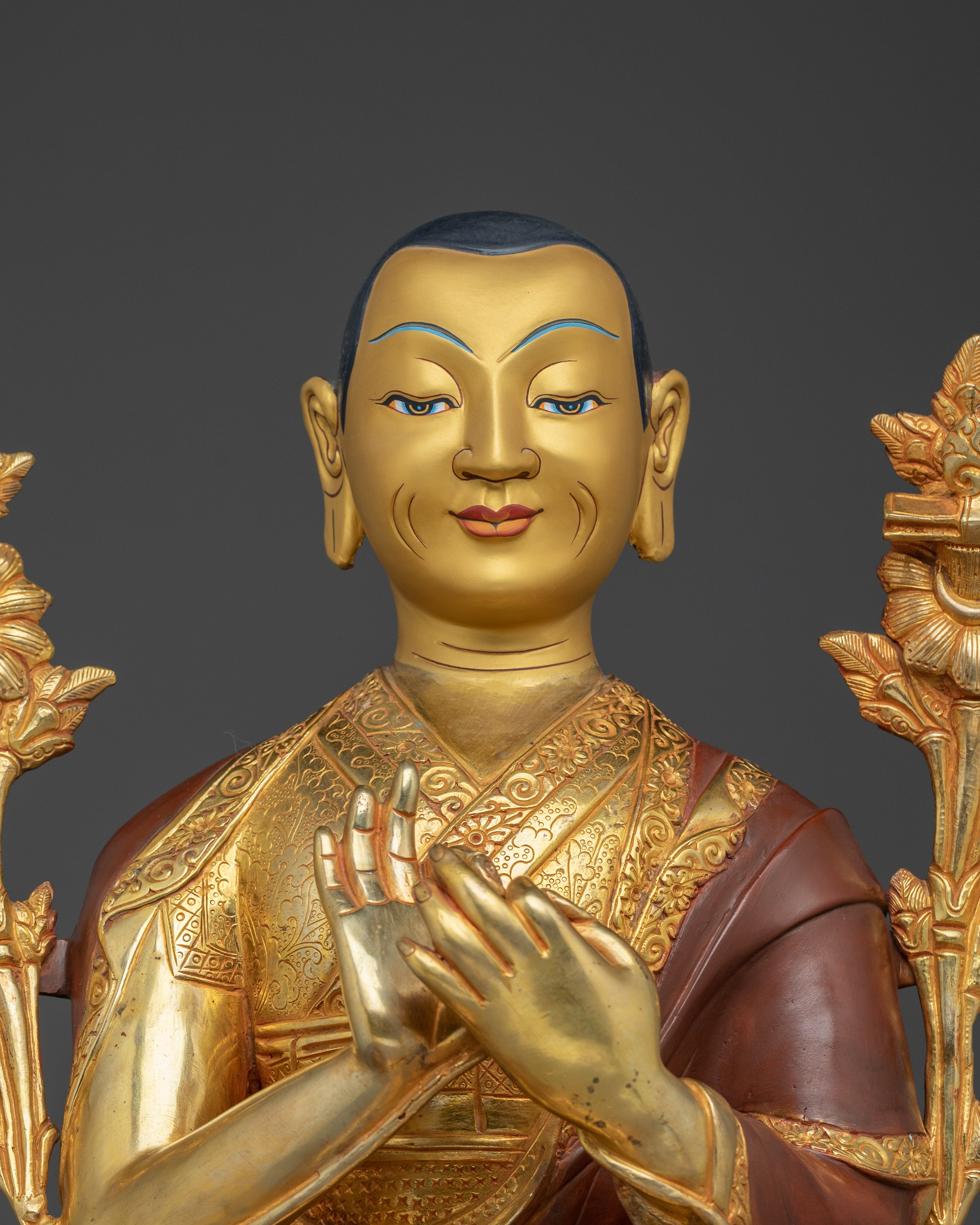 Statue Set of Tsongkhapa | Altar Centerpiece for Peace and Wisdom