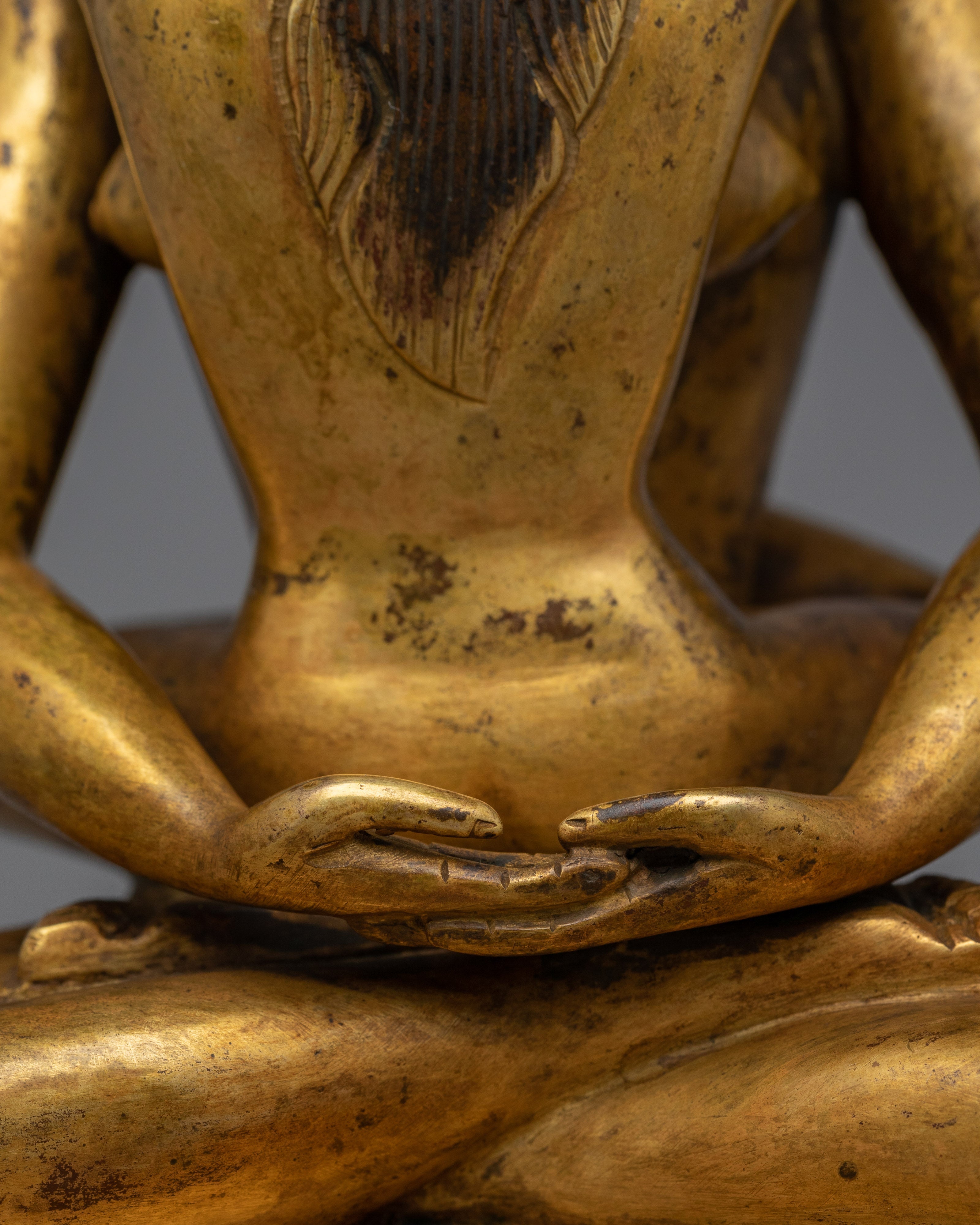 Sacred Samantabhadra Statue with His Consort | 24K Gold Gilded Figure