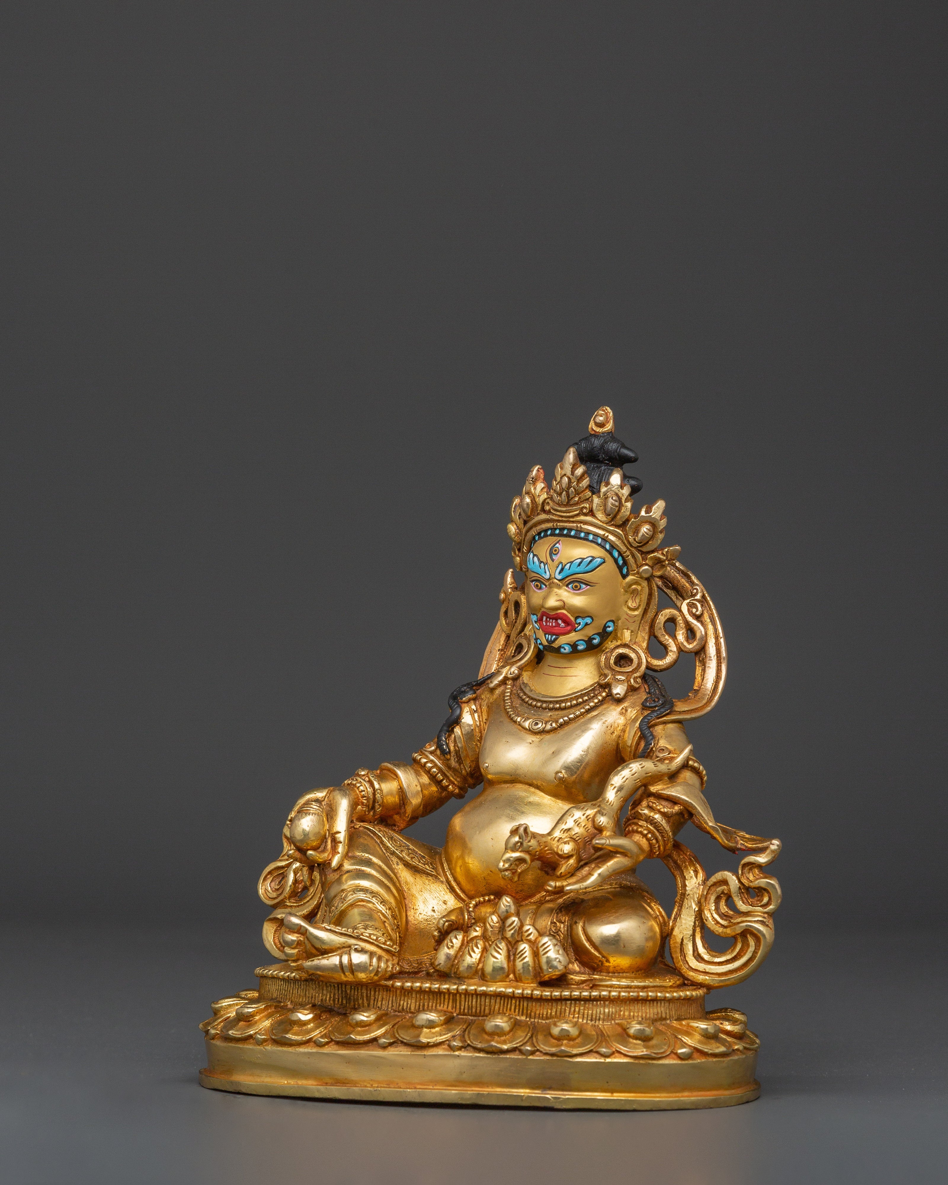 Gold Plated Dzambhala Idol | Copper Body with Gold Plating