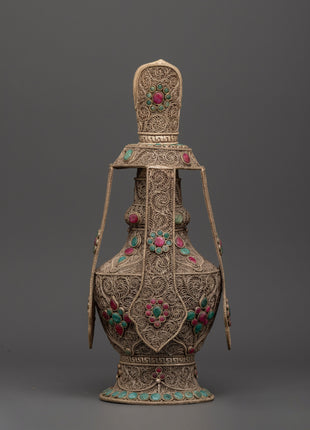 Handcrafted Tibetan Life Vase | Healing Ritual Vase for Ceremonies