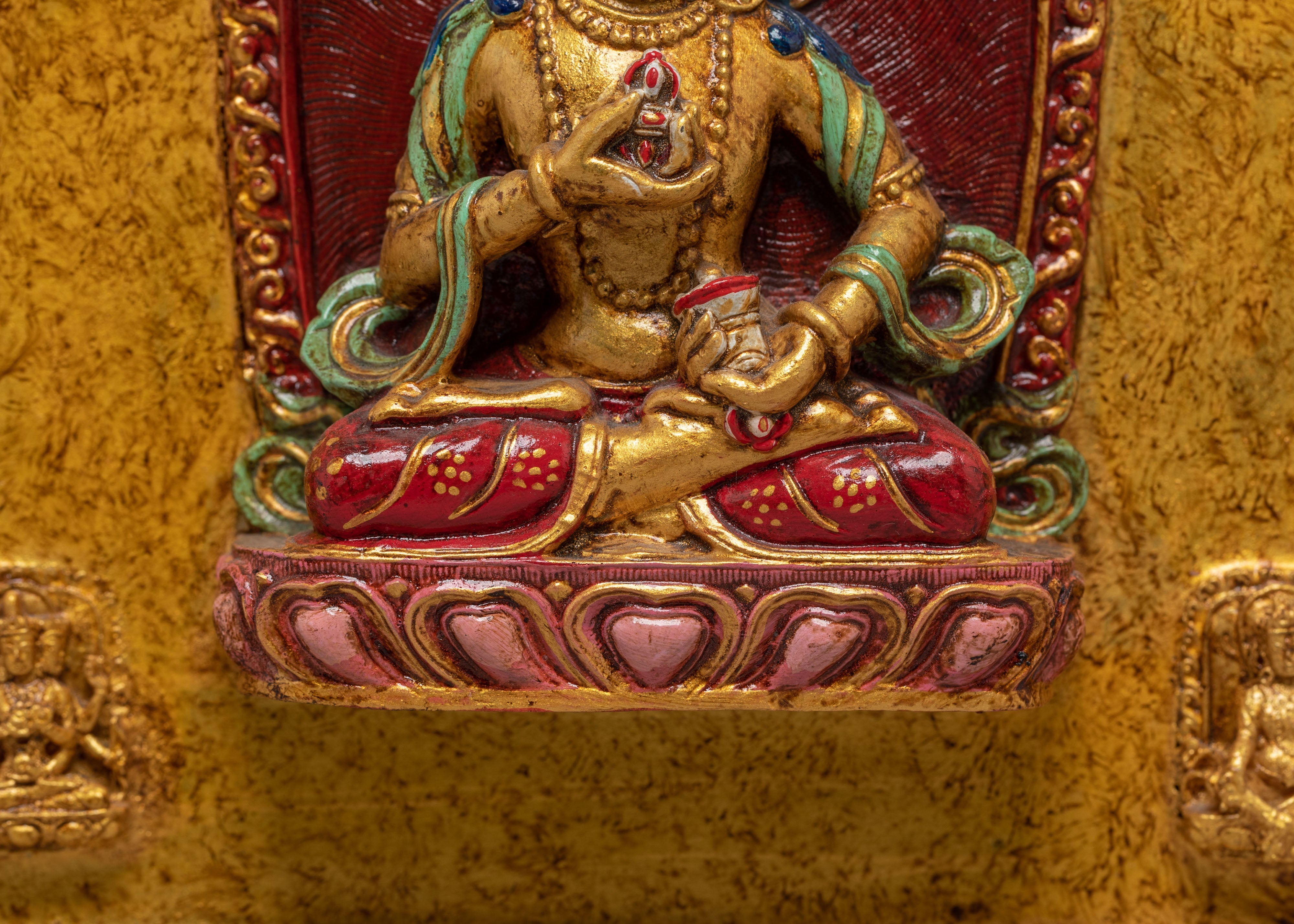 Handmade Buddhist Deity Relief Wall Hanging | Tibetan Stone Dust Wall Hanging