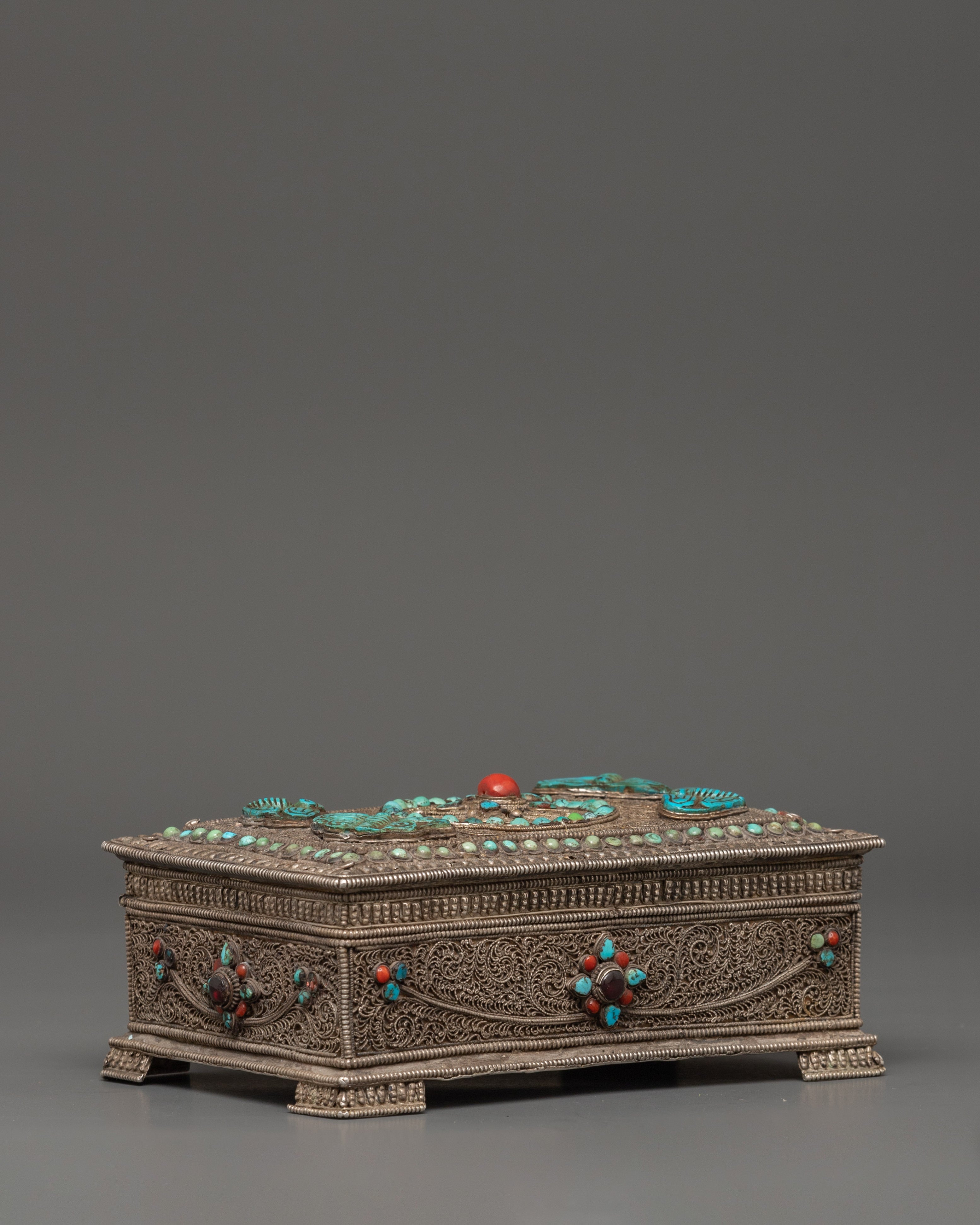 Handcrafted Decorative Silver Treasure Box | Symbol of Prosperity