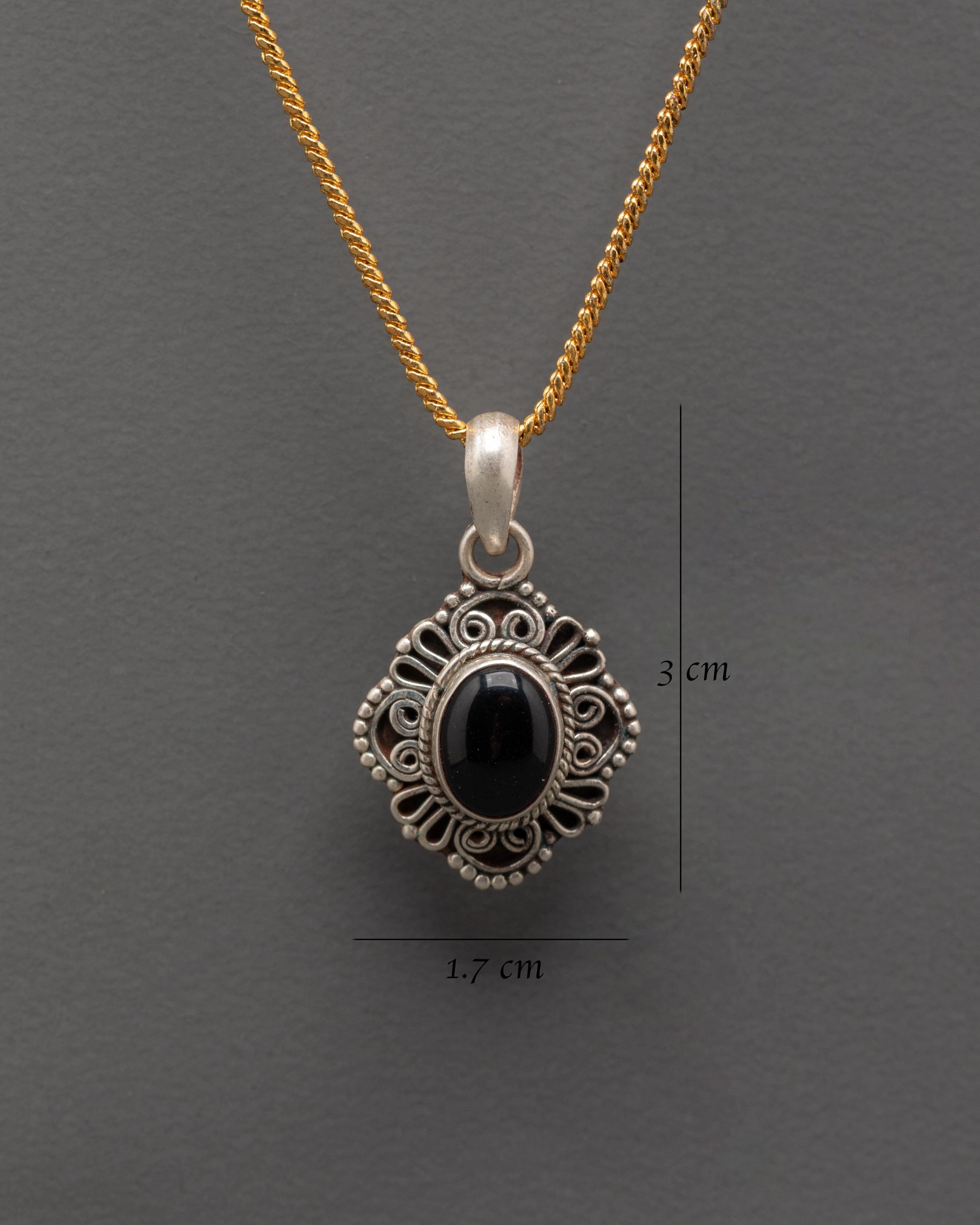 Sterling Silver Locket | Black Onyx Stone Pendant