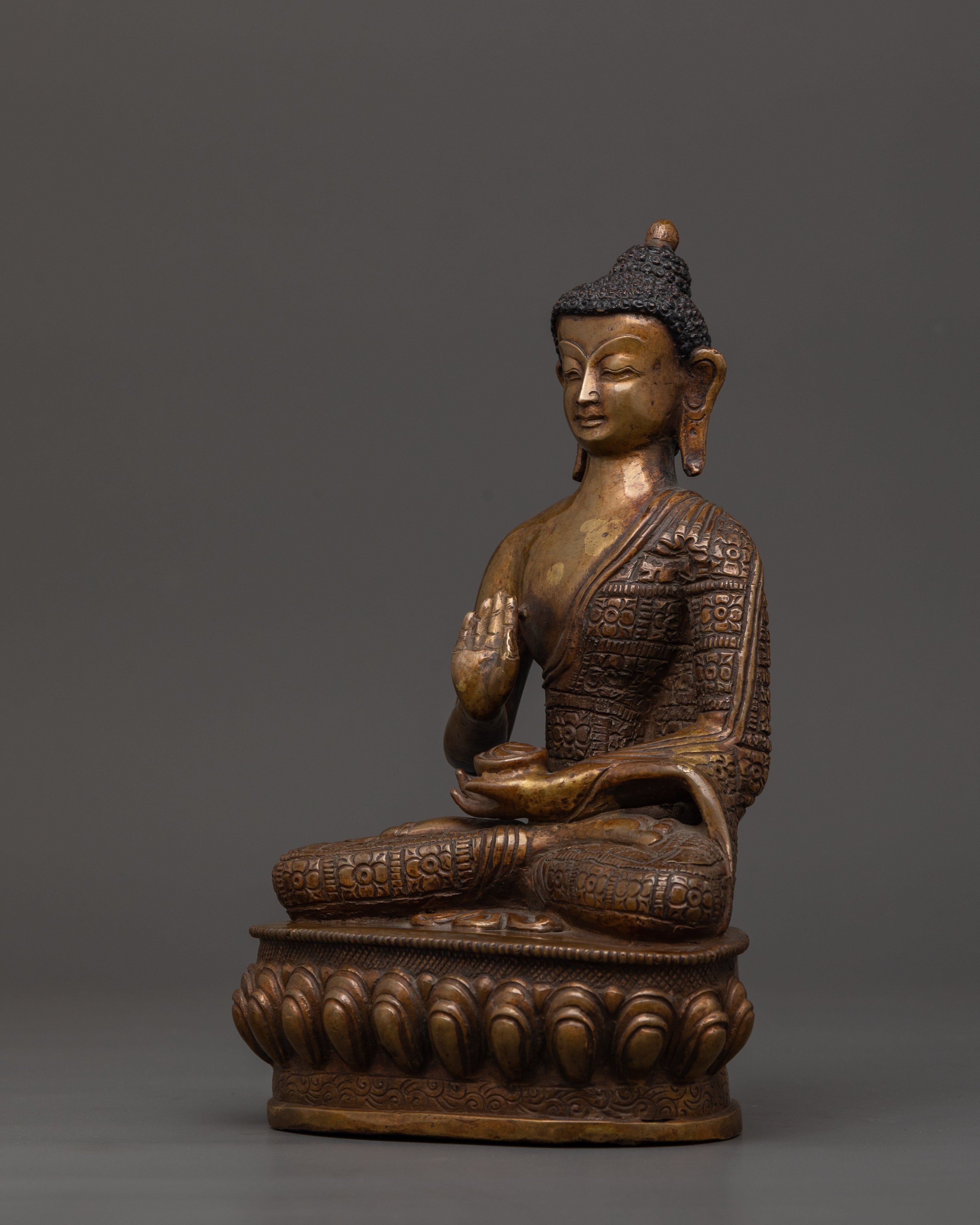 Antique Amogasiddhi Buddha Statue |  Tibetan Copper Meditation Deity