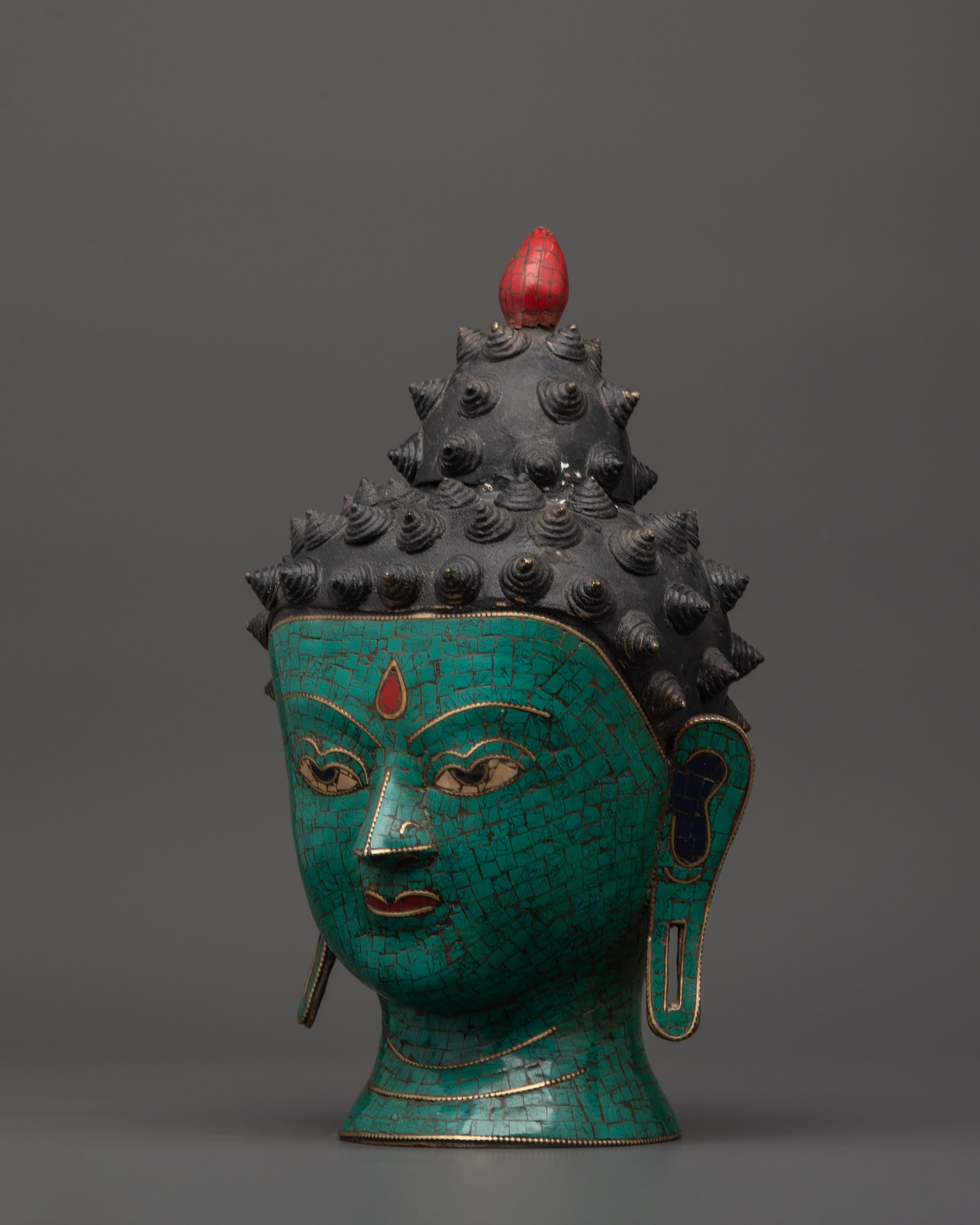 Hand-Crafted Buddha Head Brass statue | Buddhist Altar Art