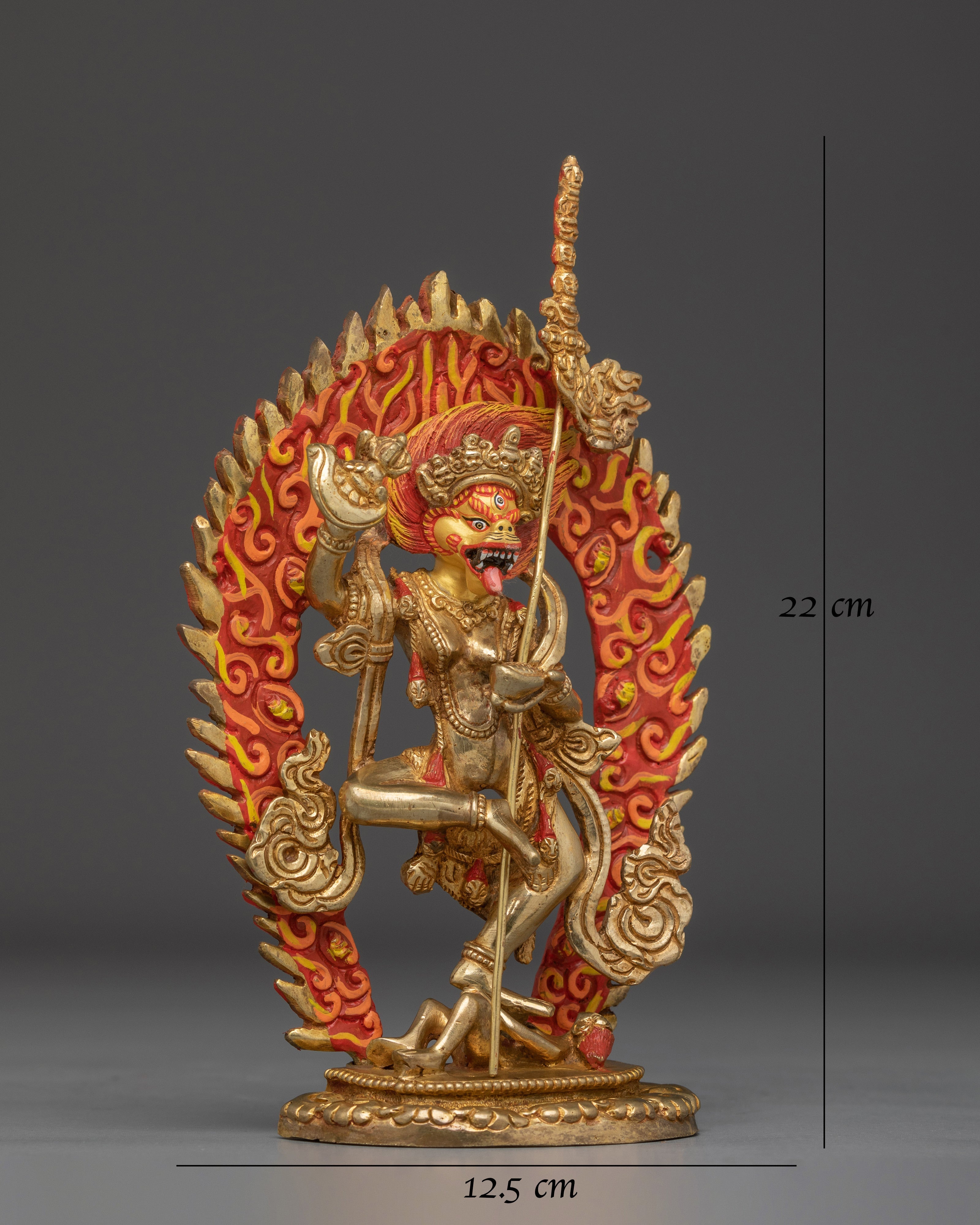  Simhamukha Gold Gilded Statue 