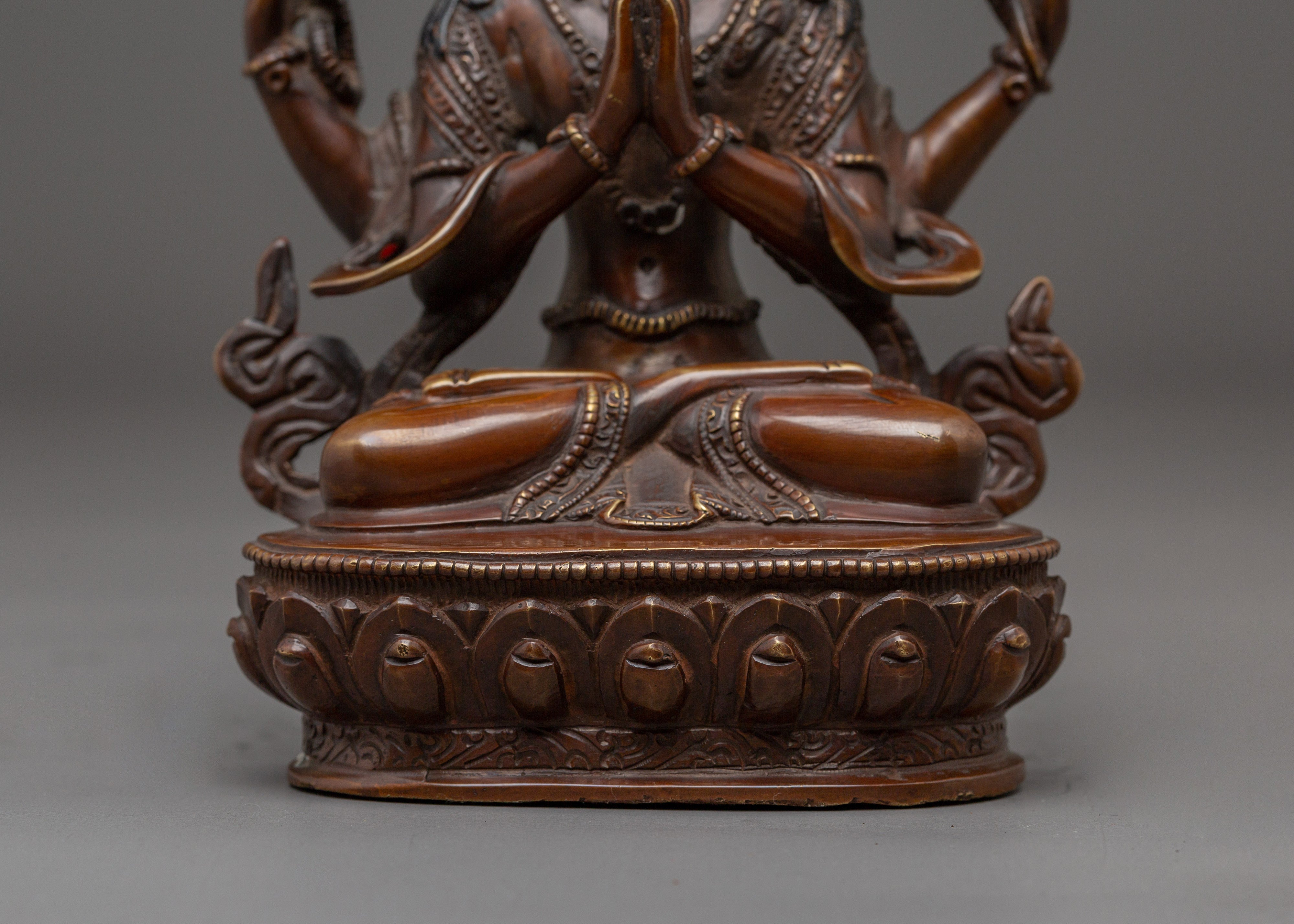 Himalayan Four Armed Chenrezig Statue | Avalokiteshvara Buddha of Compassion