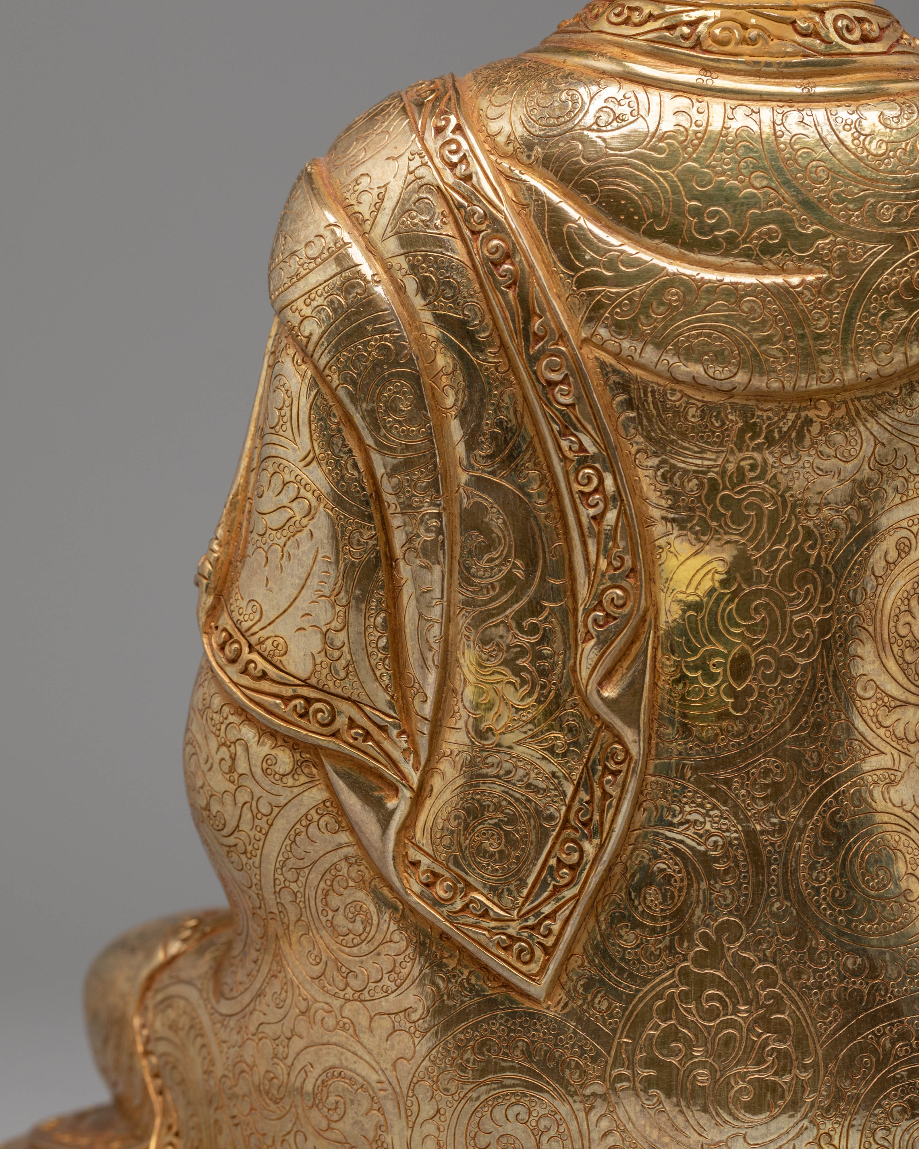 Handcrafted Amitabha Buddha Statue with Copper Body and 24K Gold Gilding