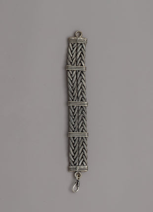Braided White Metal Bracelet |  Intricate Artisan Craftsmanship