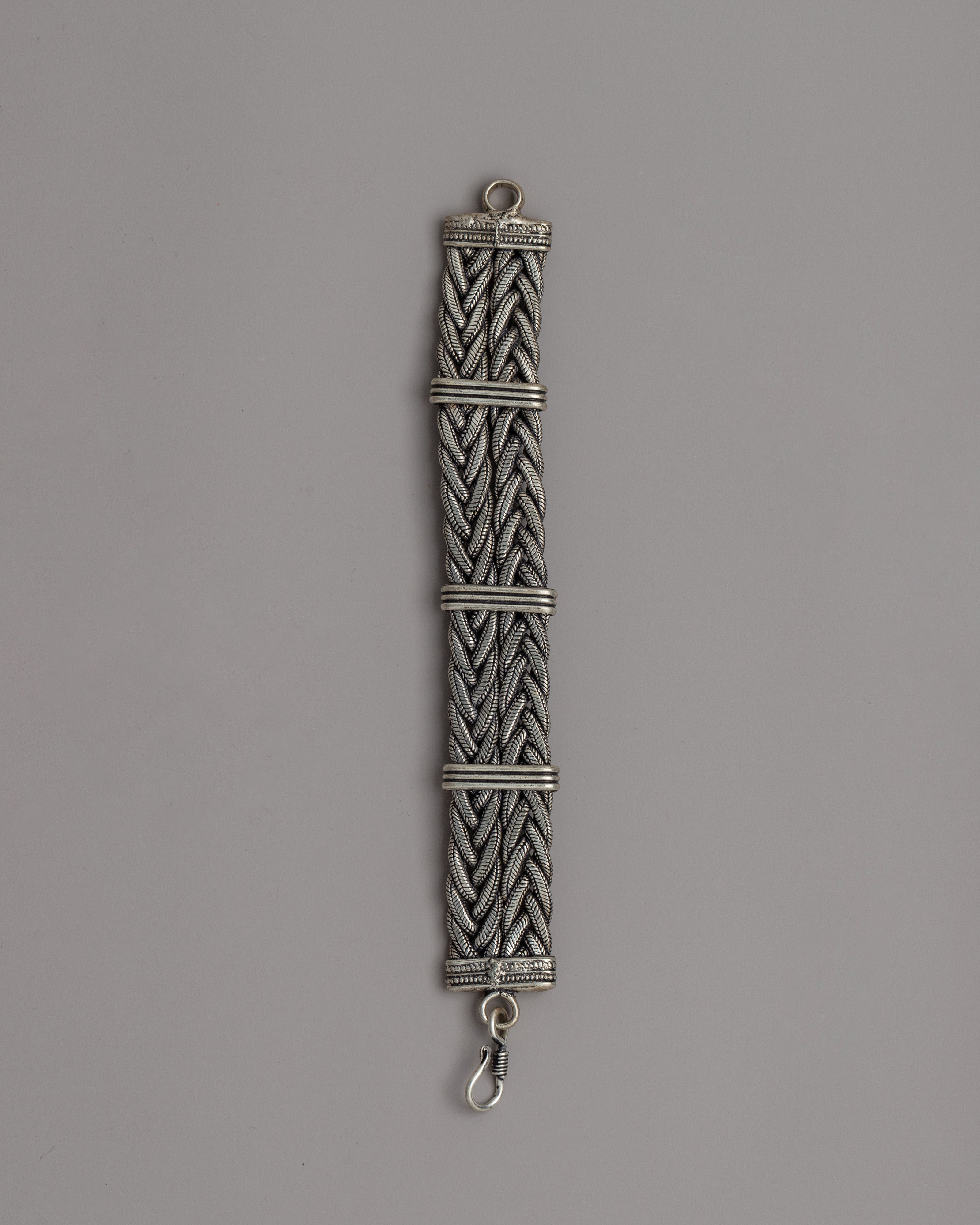 Braided White Metal Bracelet |  Intricate Artisan Craftsmanship
