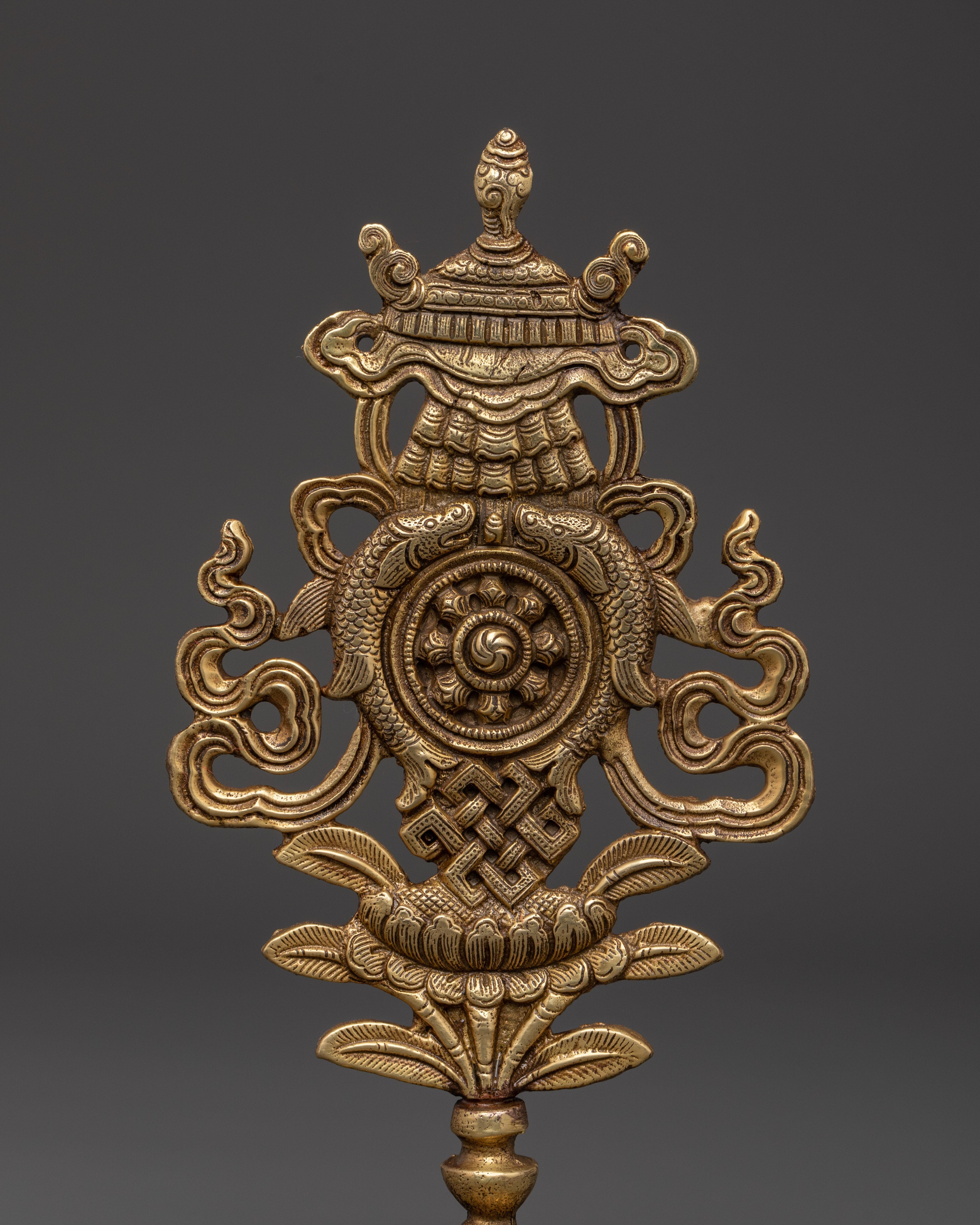 Auspicious Symbol Spiritual Brass Artwork | Tibetan Buddhist Sacred Decor