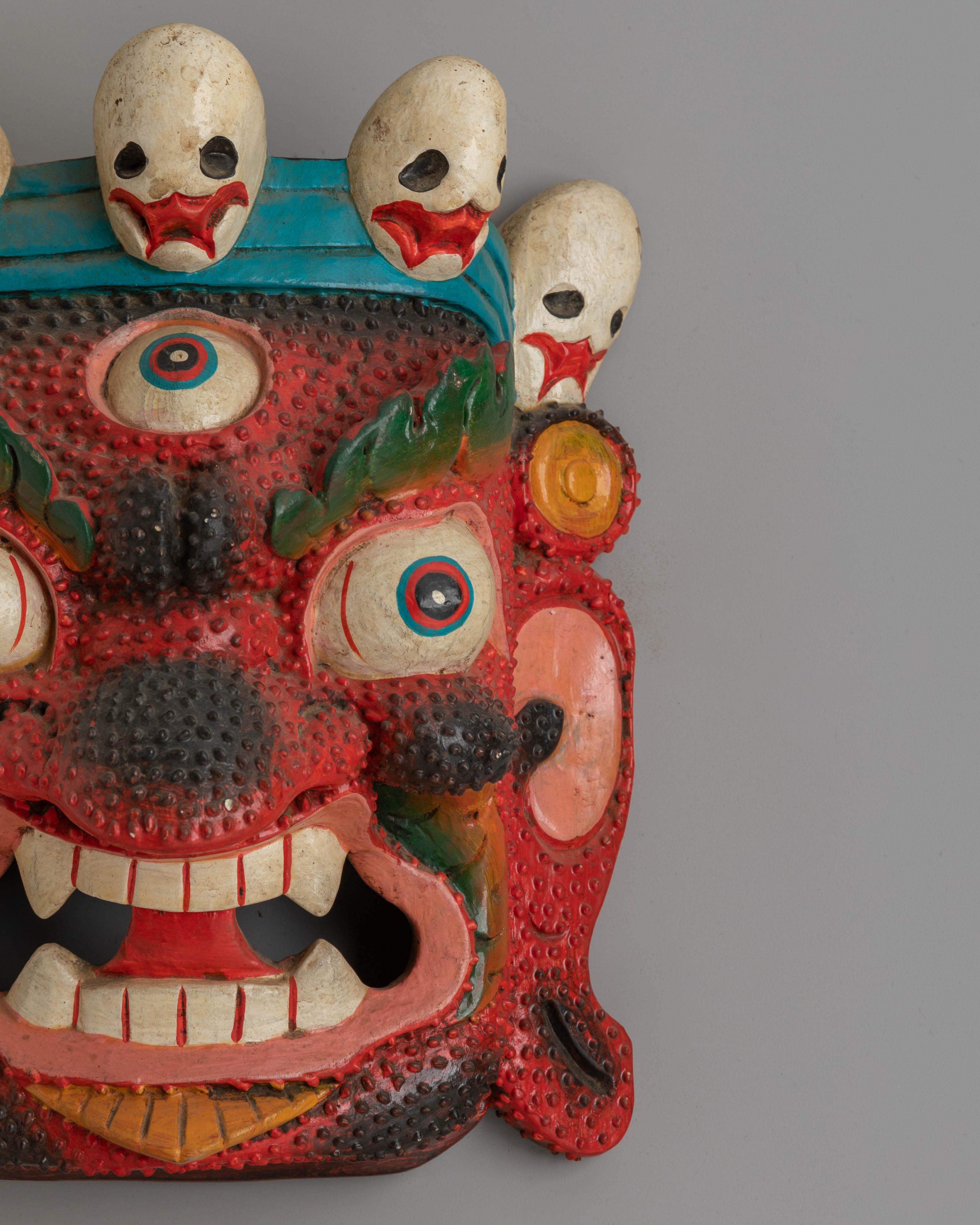 Traditional Mahakala Wooden Wall Hanging | Tibetan Protector Decor