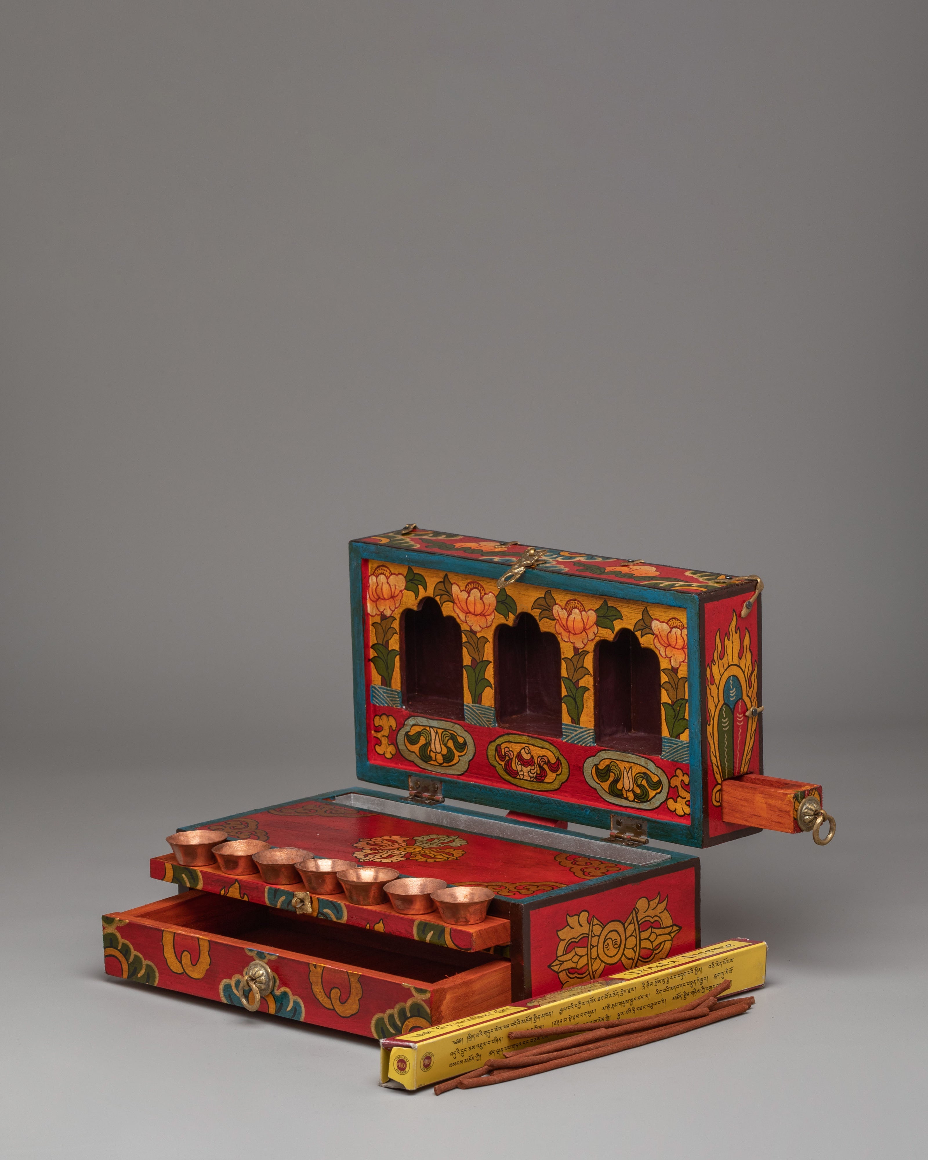 Tibetan Altar Box with Statue | Perfect for Meditation &amp; Spiritual Decor