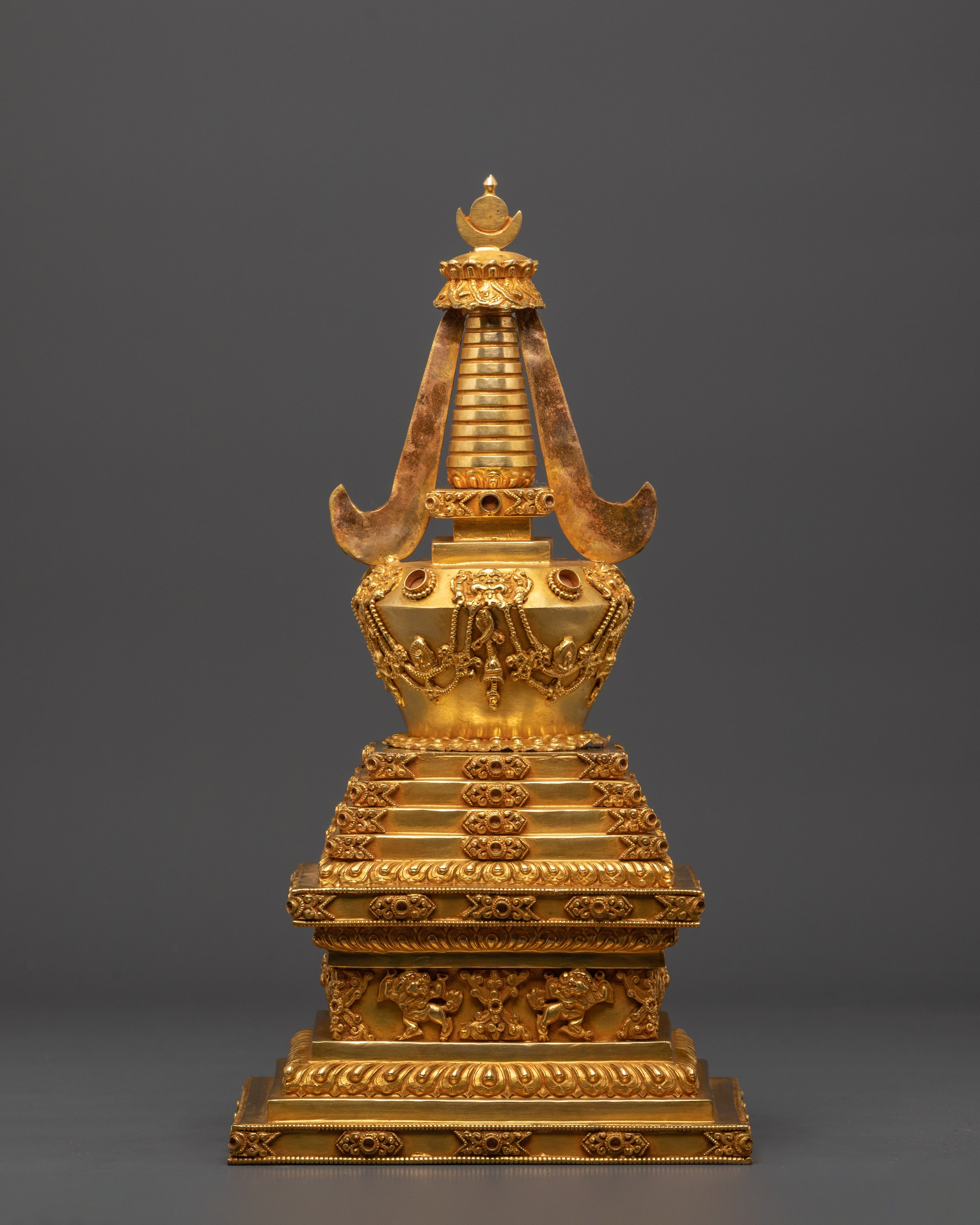 Decorative Traditional Stupa | Handcrafted Copper Buddhist Stupa for Home Decor