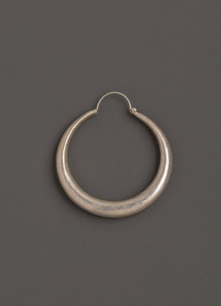 Tibetan Crescent Hoop Earrings | Silver Tribal Earrings