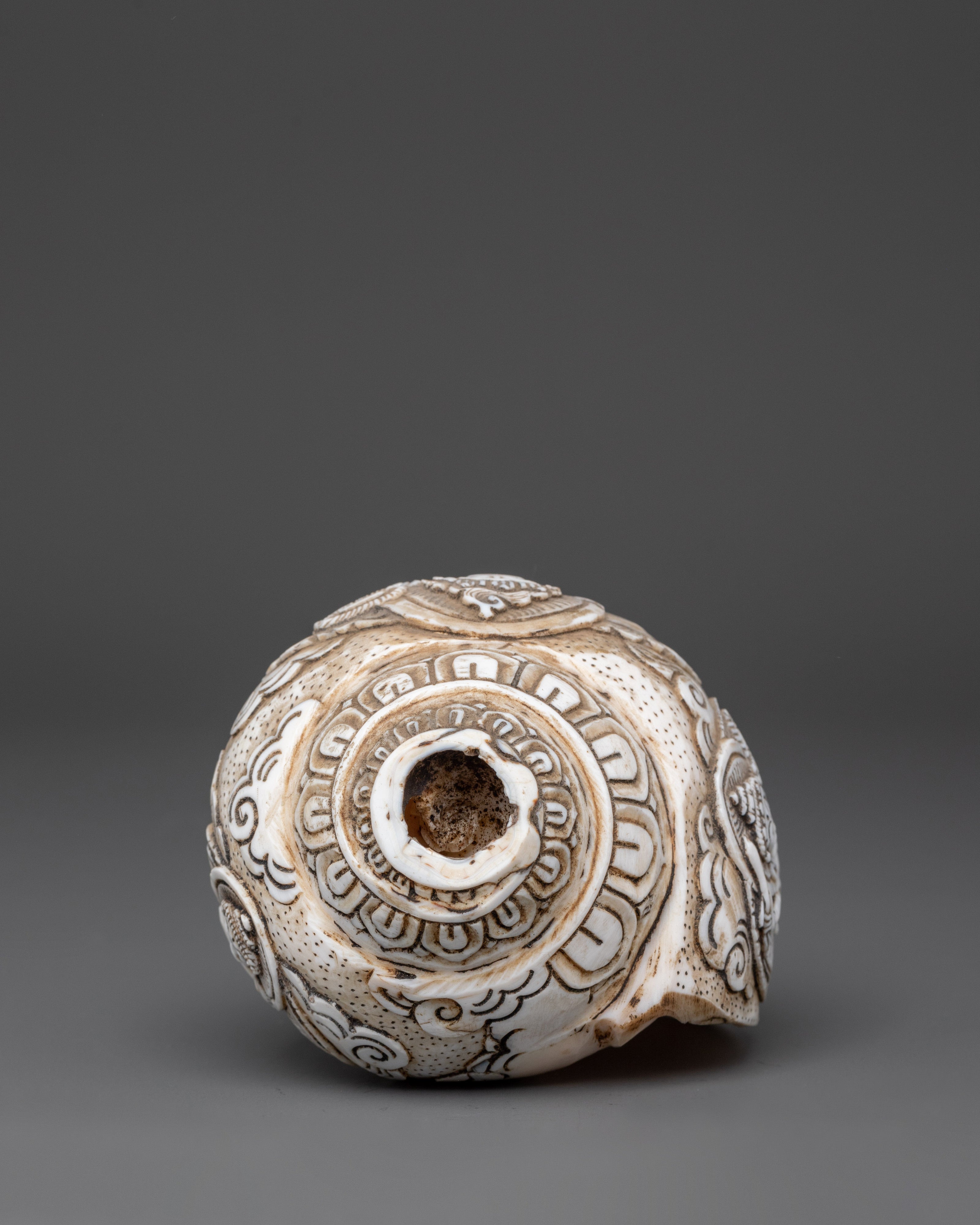 Hand carved Avalokiteshvara Design Conch Shell | Sacred Buddhist Spiritual Artifact