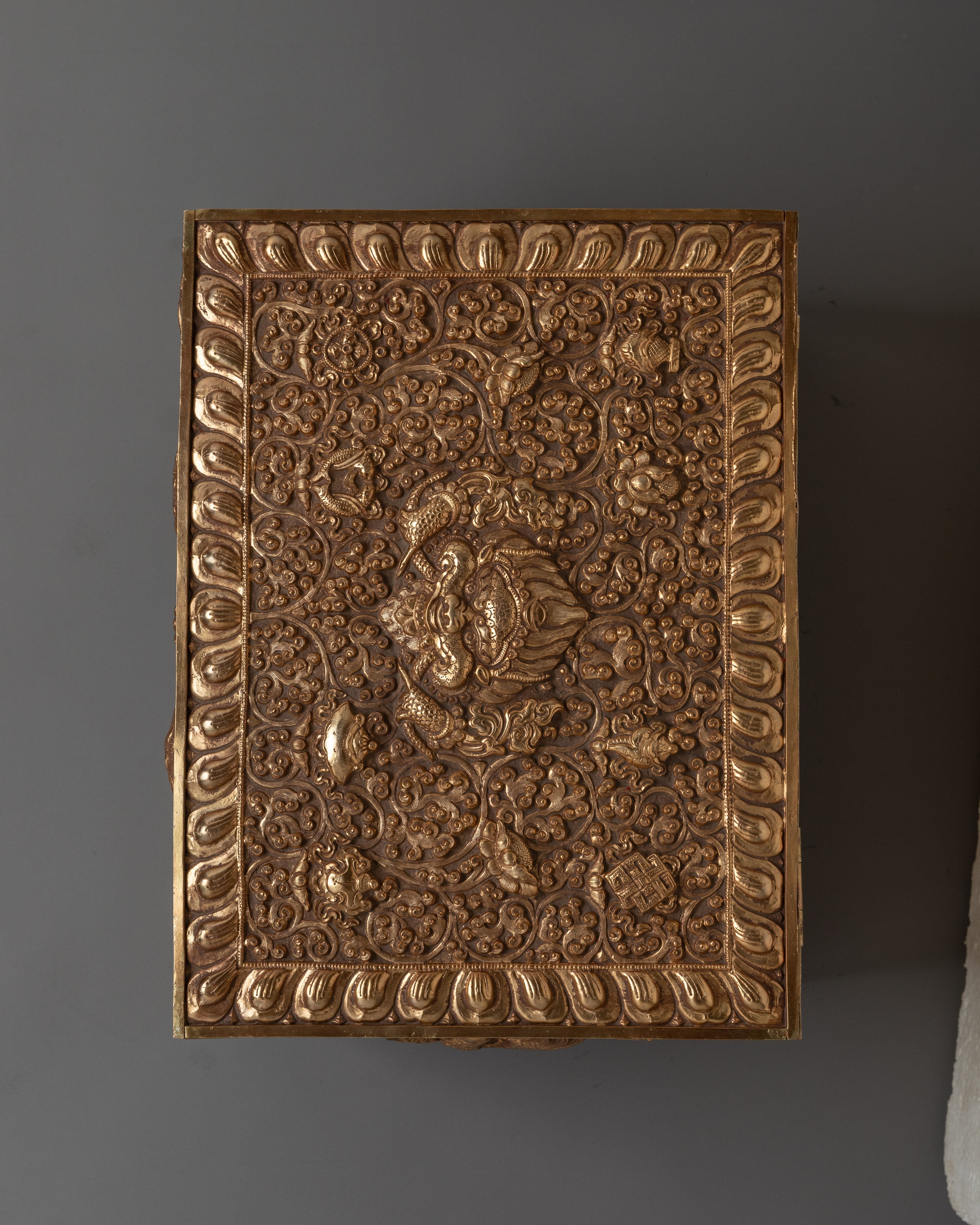 Copper Treasure Box with Gold Plating | Snow Lion Guardians