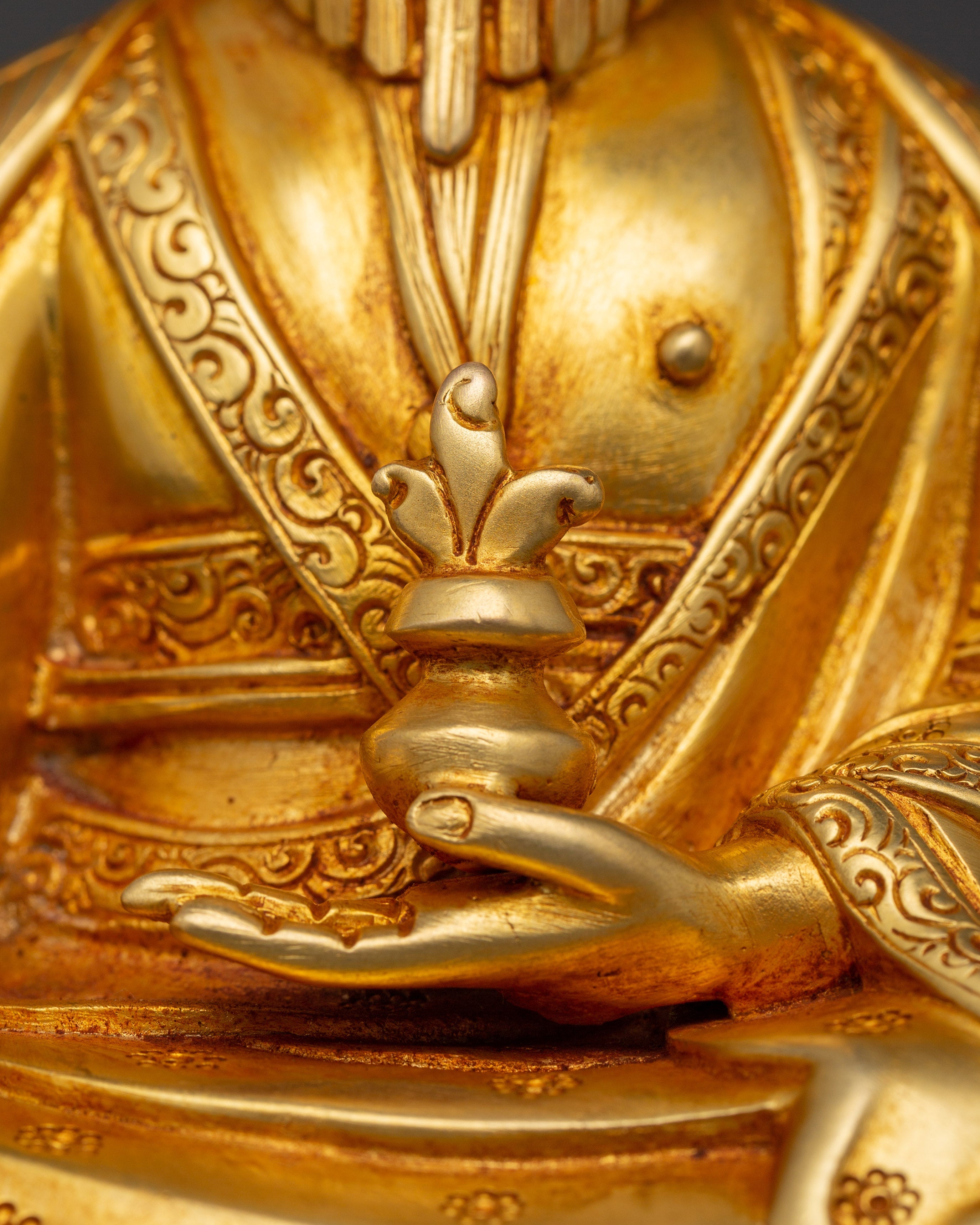 Gold Plated Guru Shapdum Statue | Zhabdrung Rinpoche Sculpture