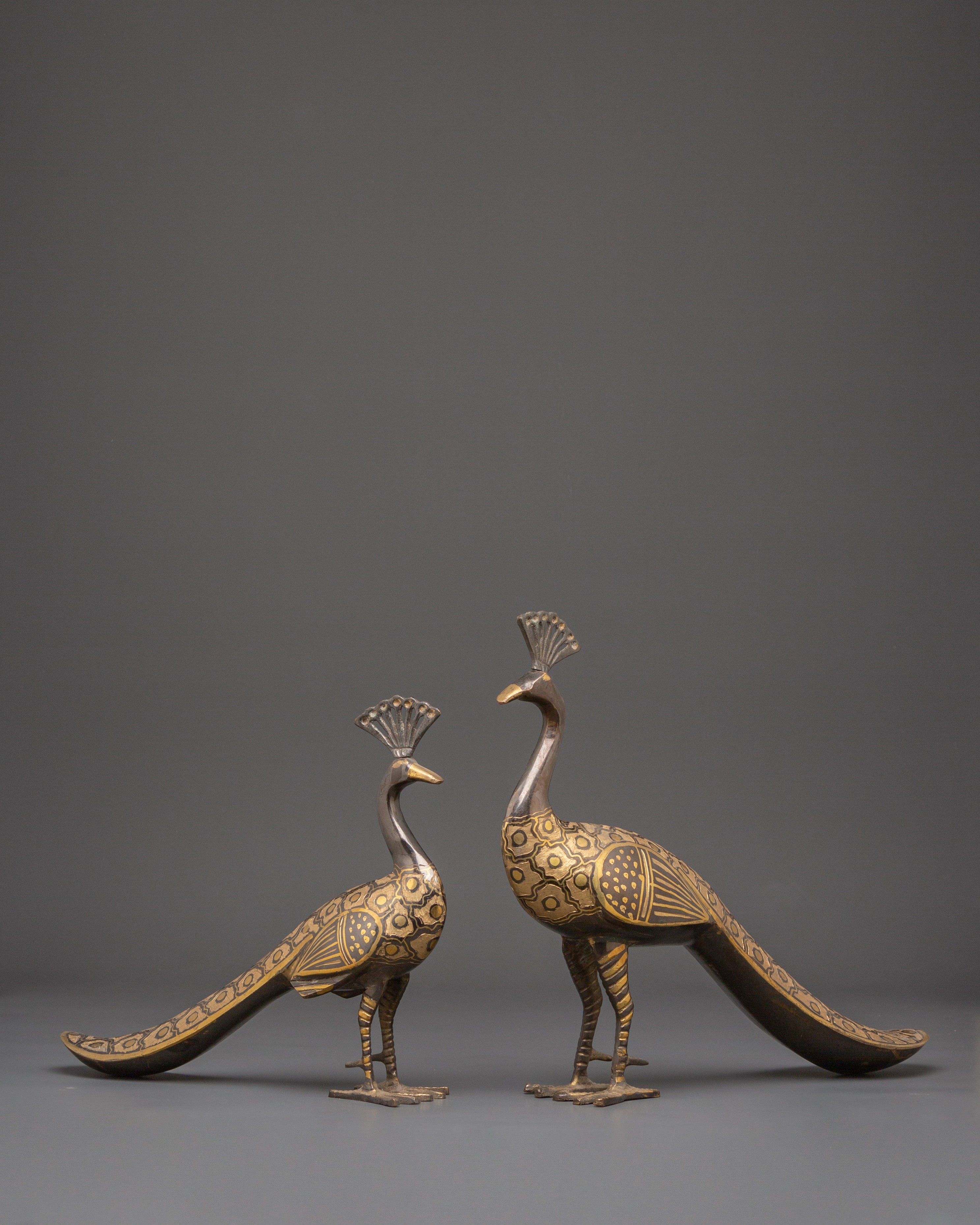 Brass Peacock Set for Decor