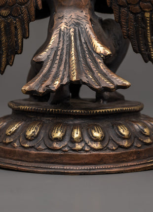 Oxidized Copper Garuda Bird Deity Statue