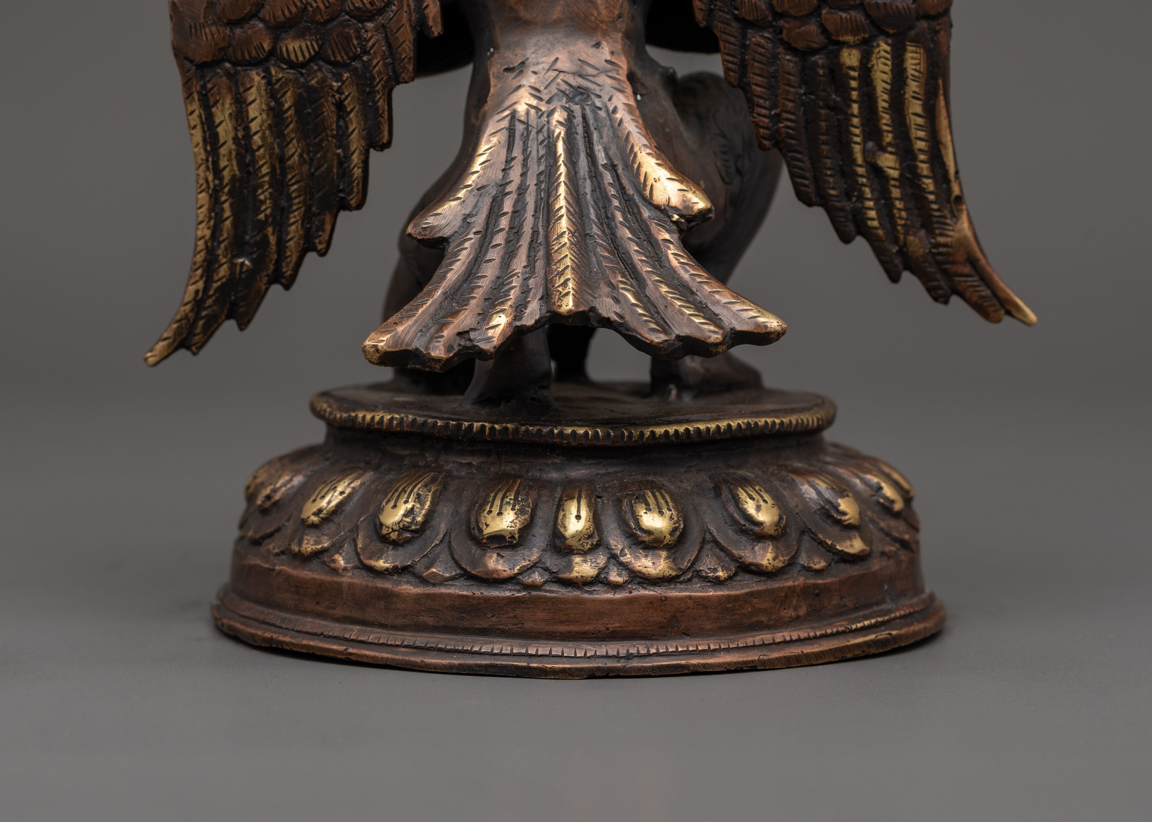 Oxidized Copper Garuda Bird Deity Statue