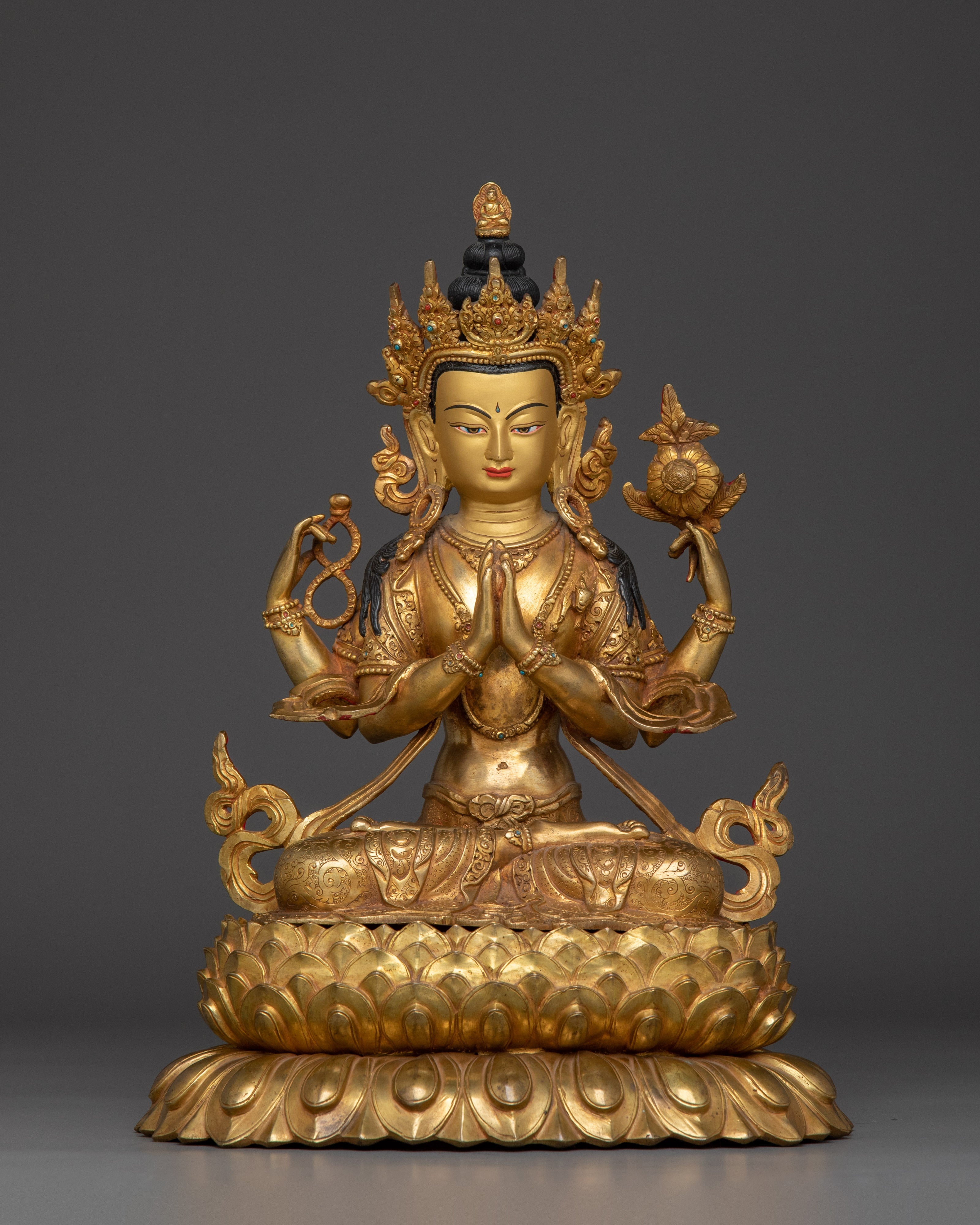 Copper Body Chenrezig Statue