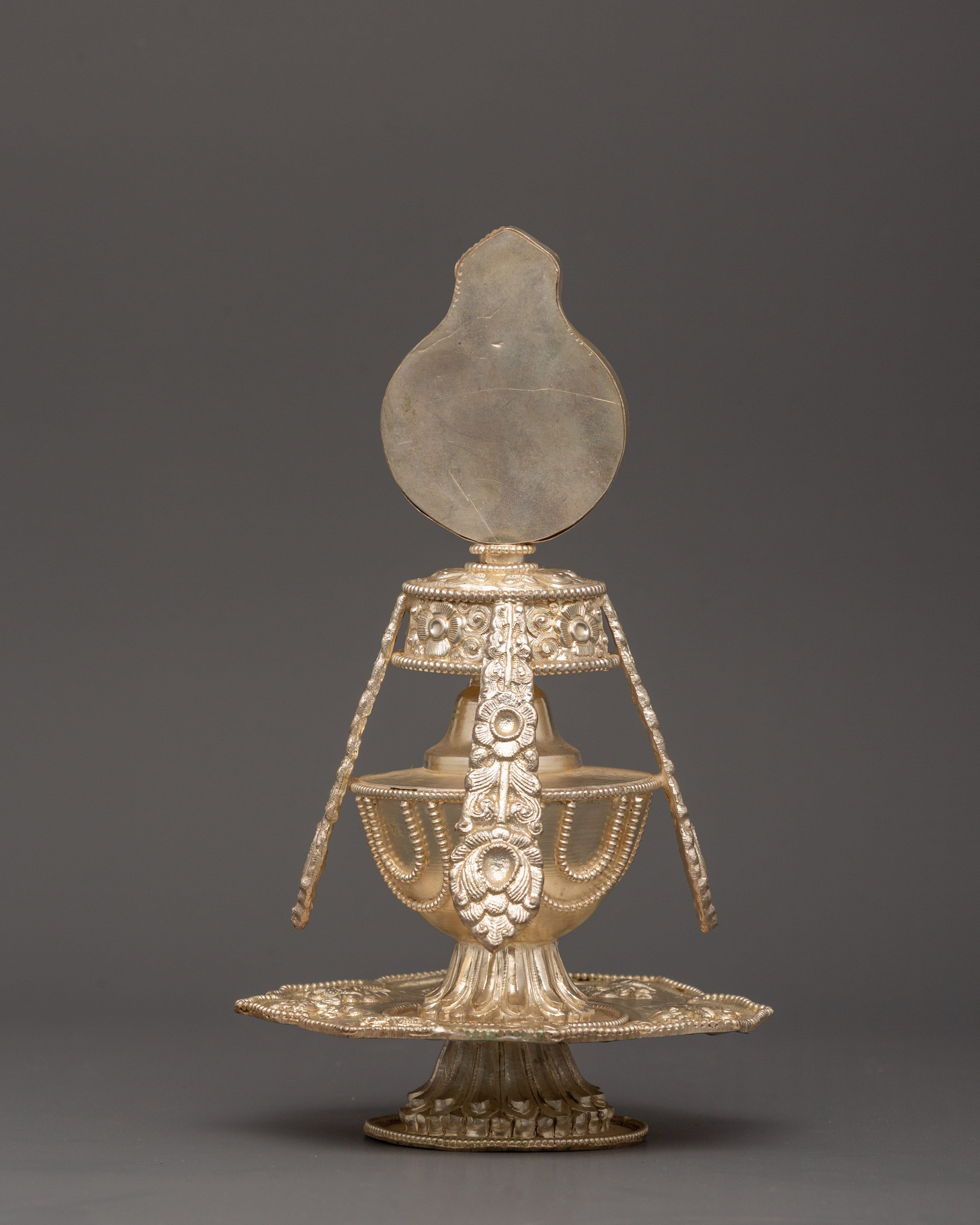 Handmade Copper Life Vase | Tibetan Ritual Vase with Silver Plated Finish