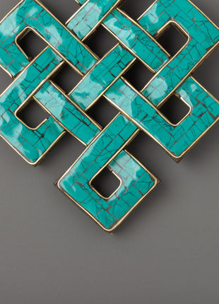 Turquoise Endless Knot Wall Art | Traditional Tibetan Handcrafted Wall Decor