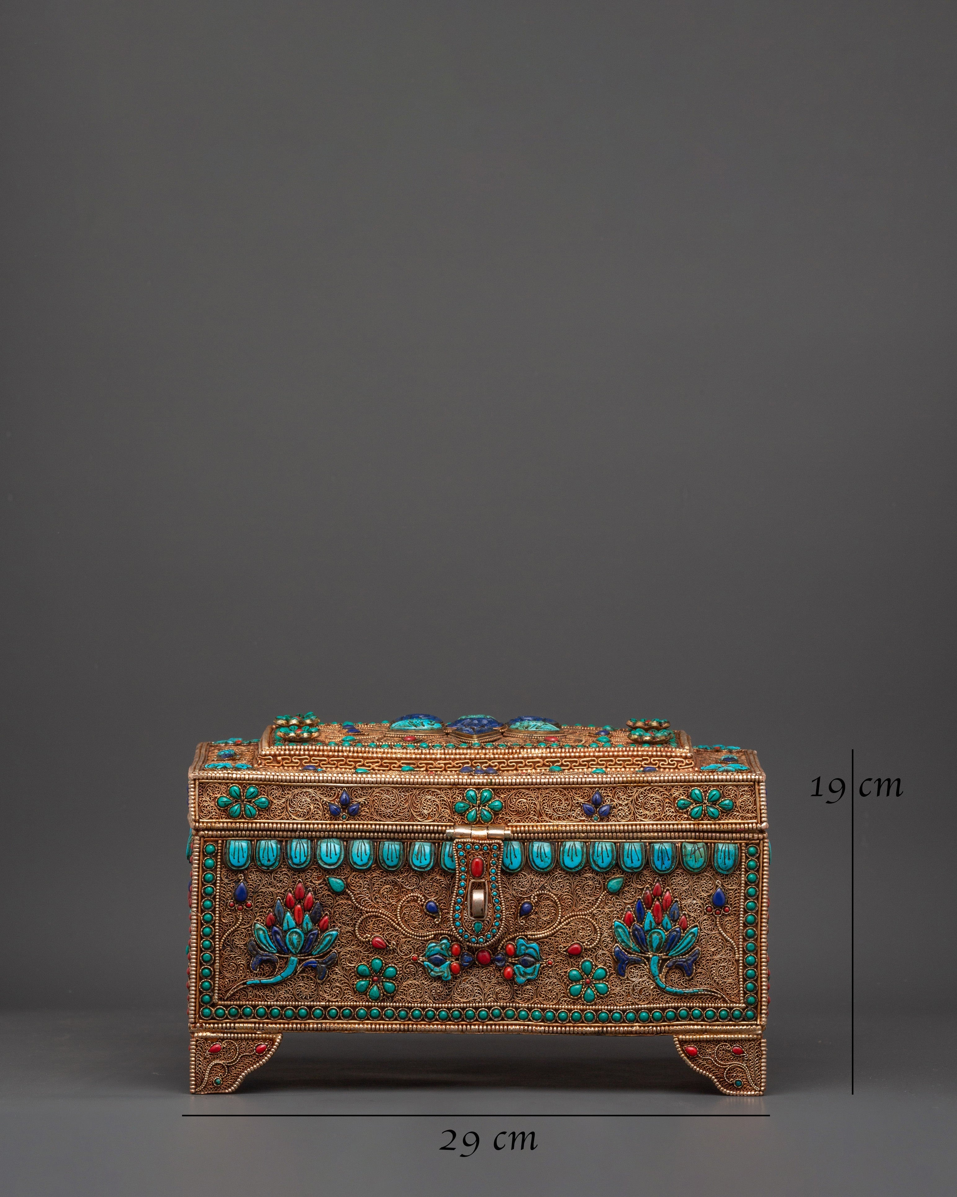 Handcrafted Sacred Tibetan Treasure Box | Spiritual Jewelry Holder, Boho Decor