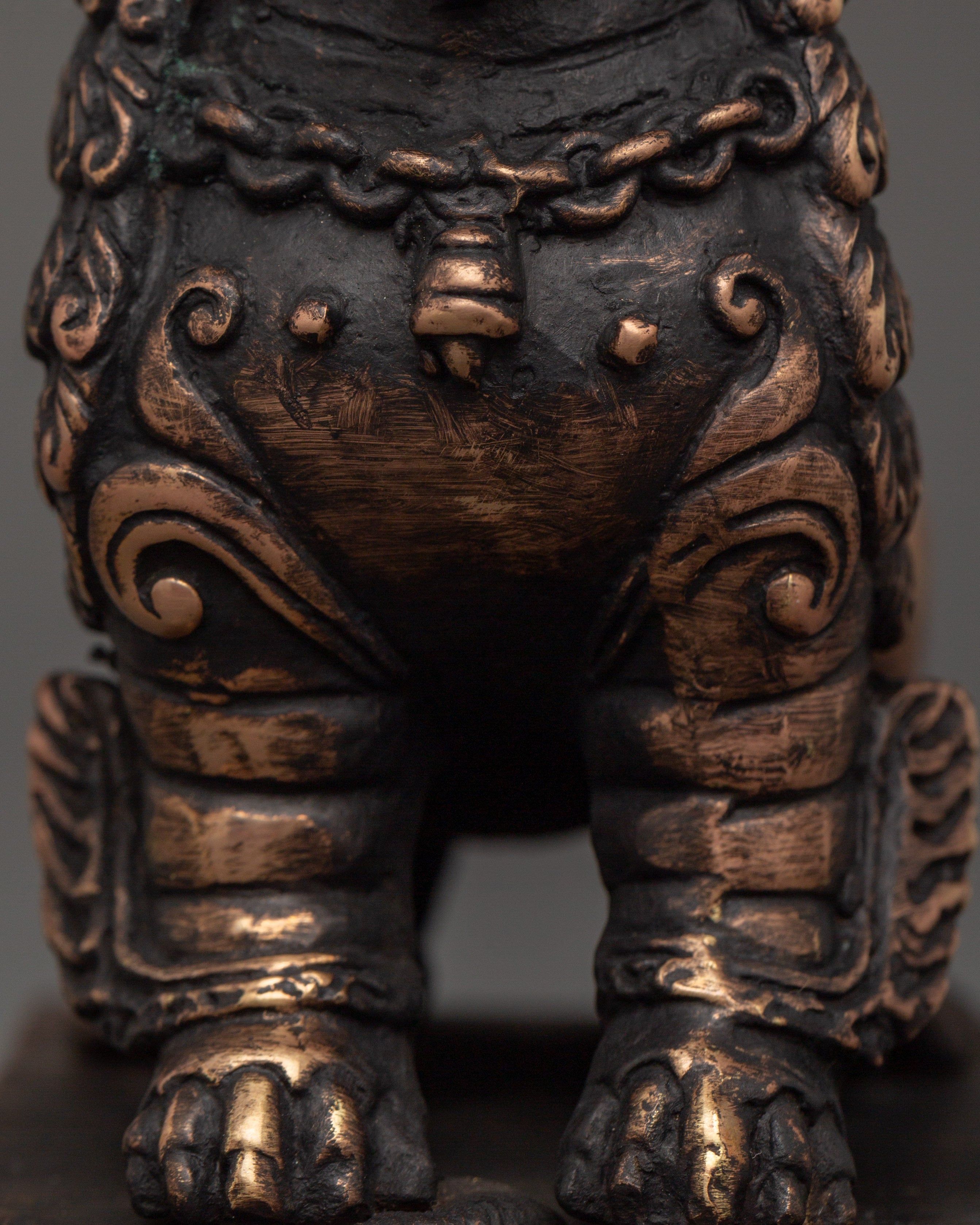 Copper Lion Set for Decor | Tibetan Guardian Lions