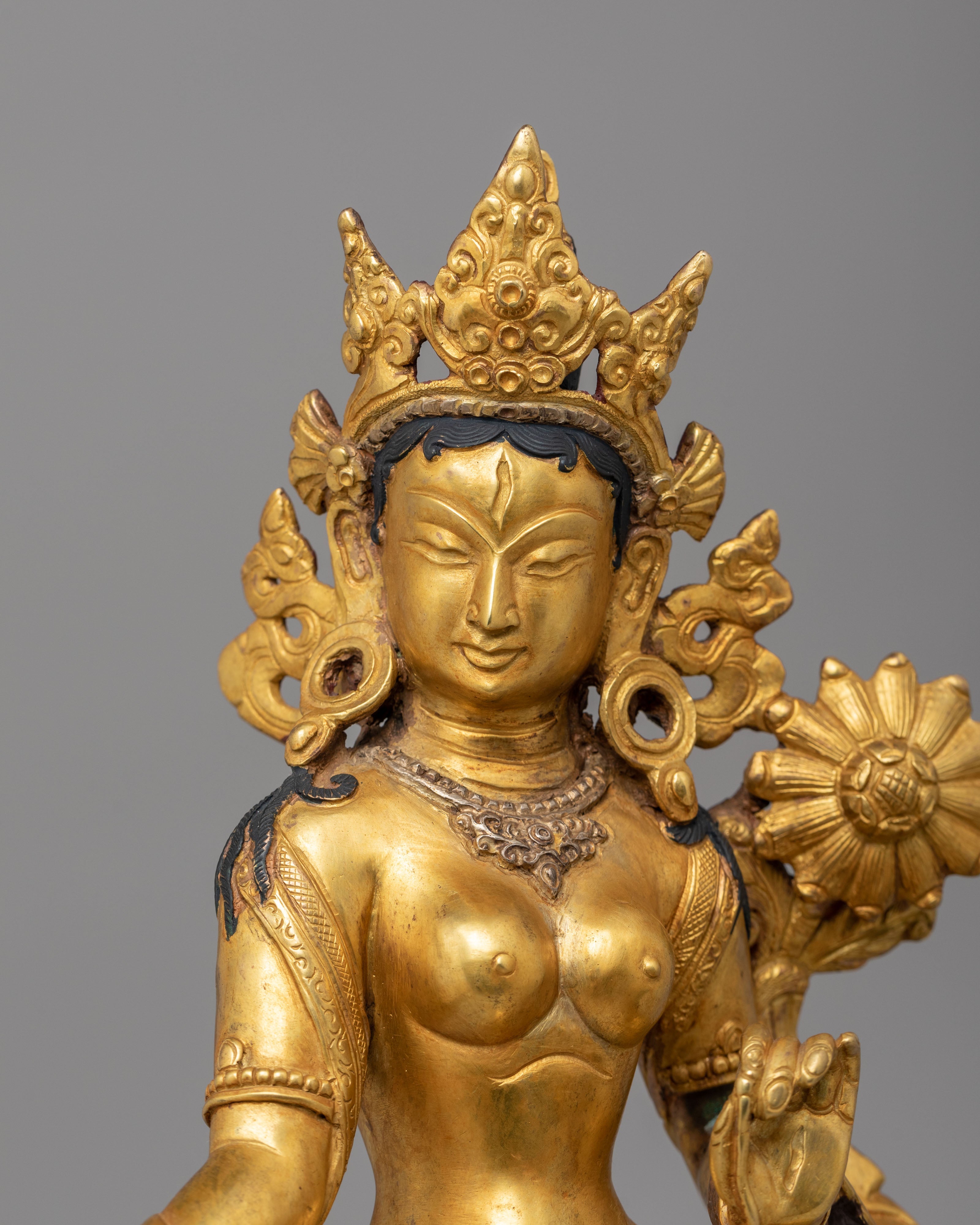 Standing Green Tara Buddhist Sculpture | Spiritual Home Decor
