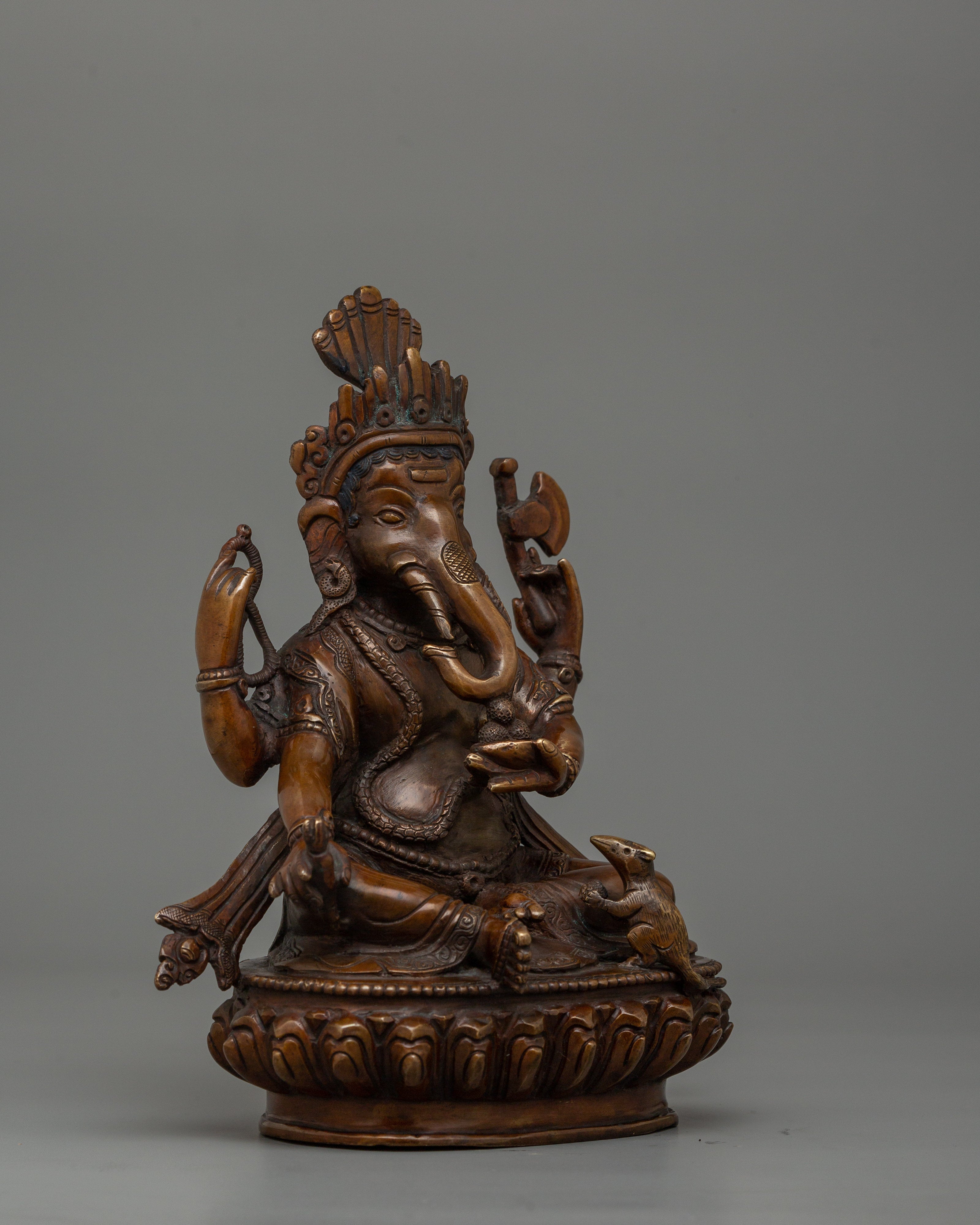 Hindu Deity Ganesh Oxidized Copper Statue | Symbol of Wisdom and Prosperity
