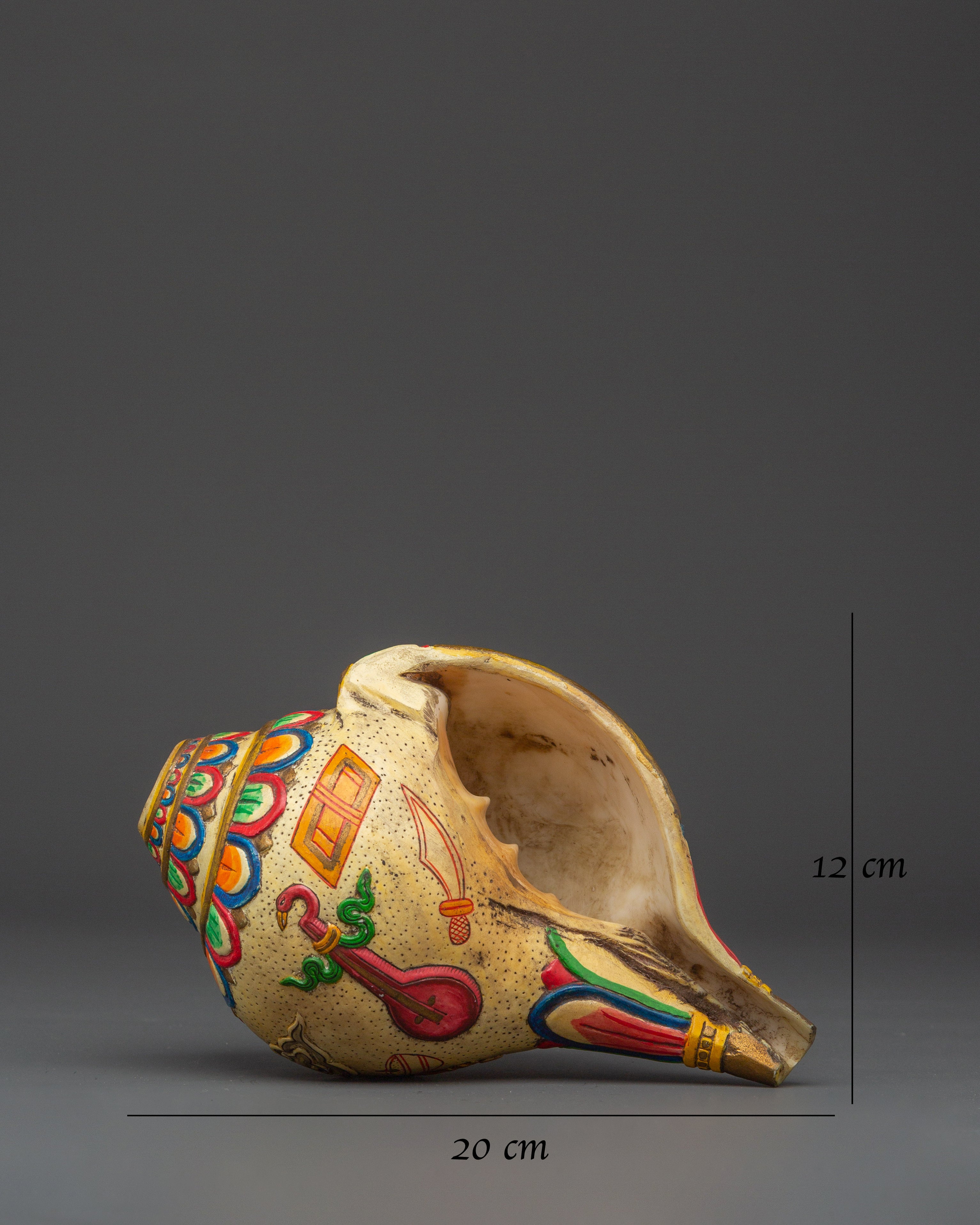 Tibetan Ritual Shankha | Hand-Painted Conch Shell with Acrylic Color