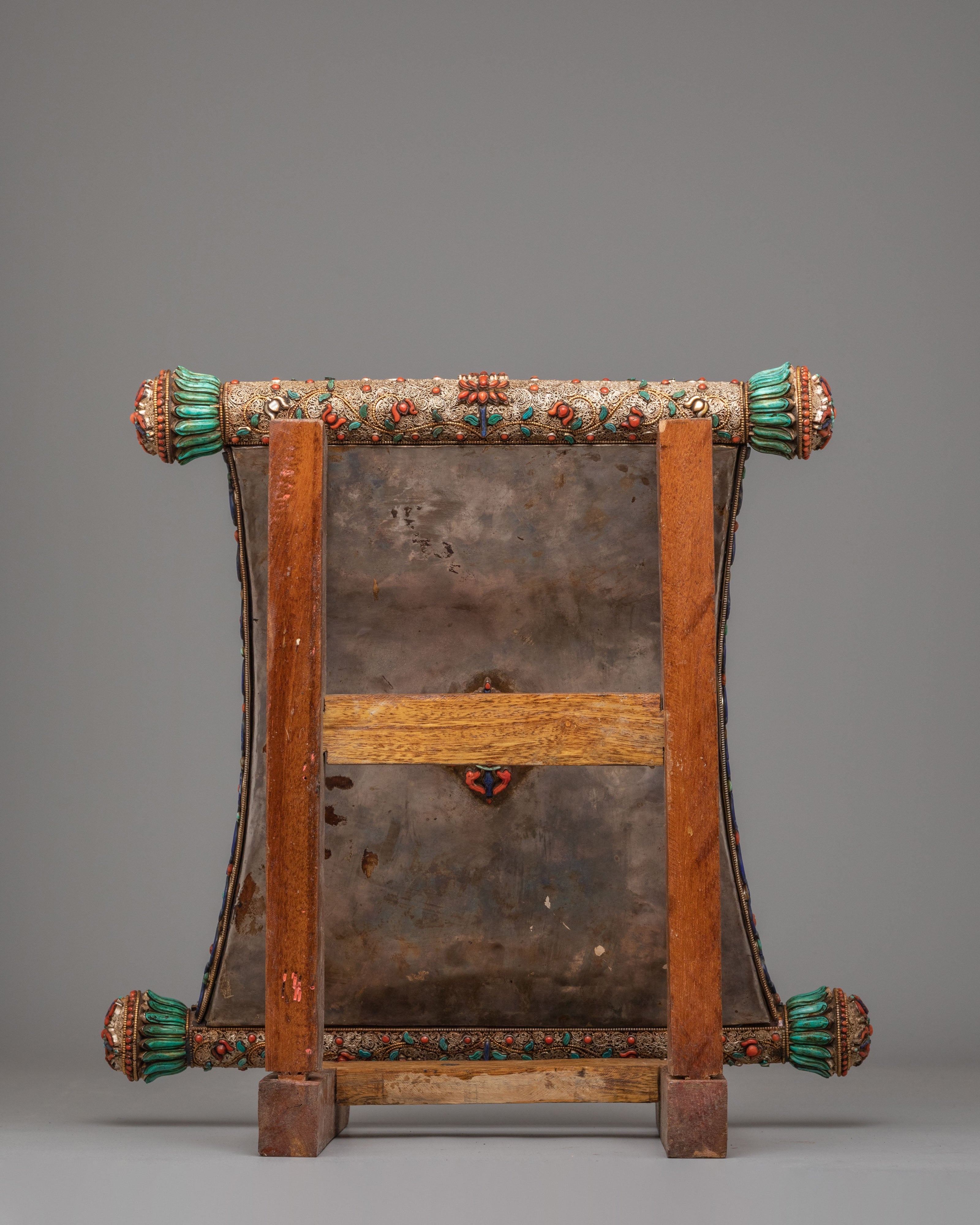 Buddhist Long Life Buddha Metal Thangka | Exclusive Silver and Gemstone Metal Thangka