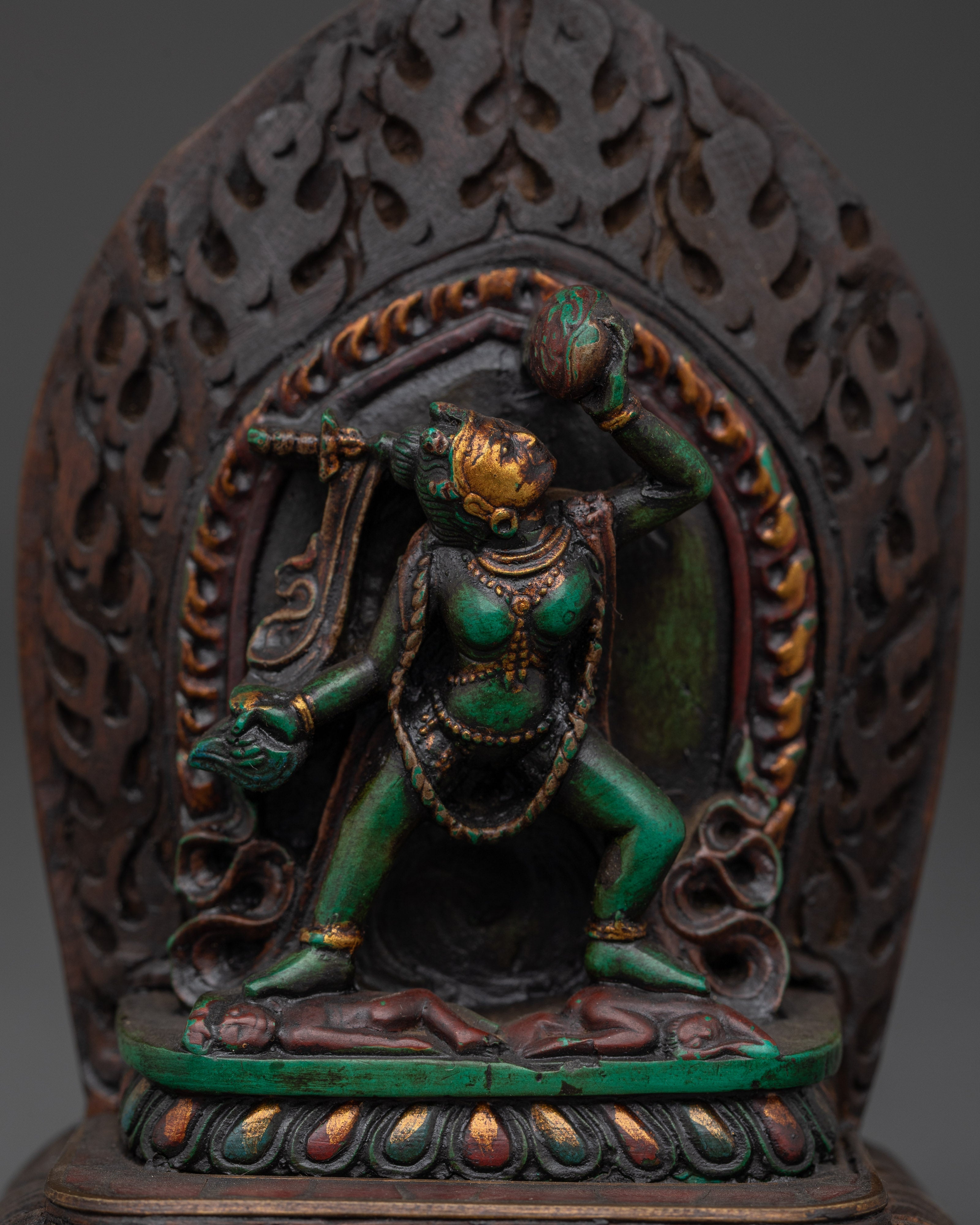 Vajrayogini Goddess of Wisdom Wooden Statue | Handcrafted Spiritual Artwork