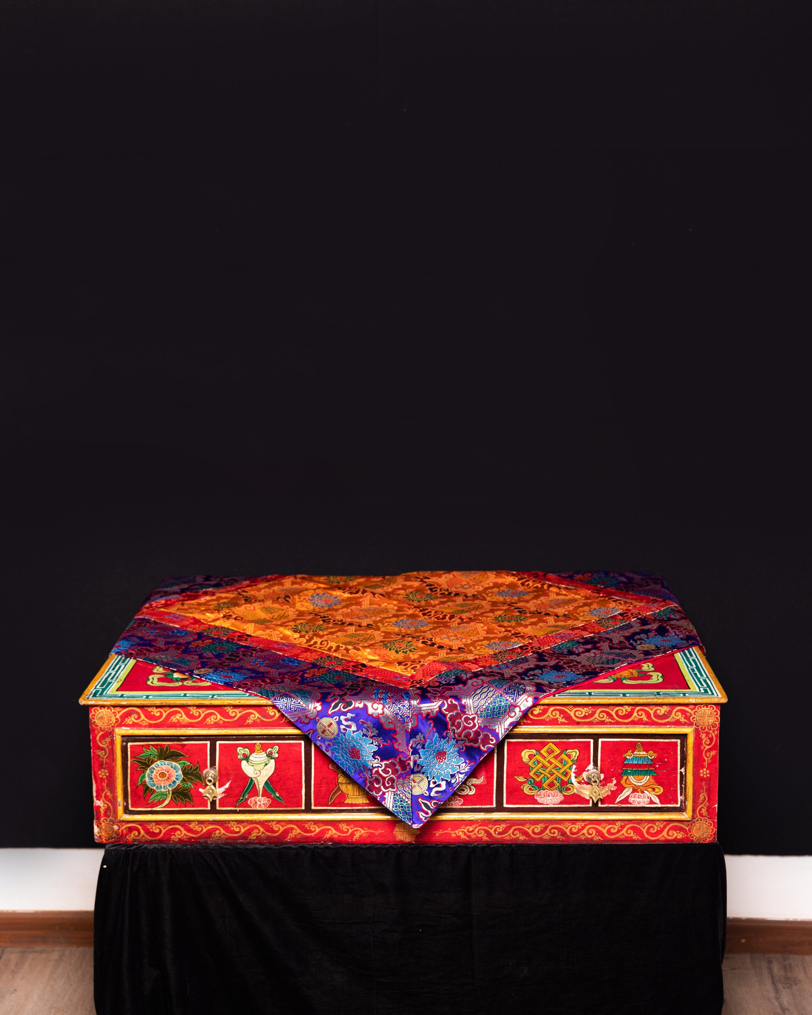 Tibetan Silk Table Cloth for Decor | Cover for Living Spaces & Sacred Areas