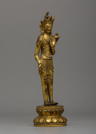 Mongolian Antique Lokeshwor Statue | Sacred Avalokiteshvara Bodhisattva for Meditation