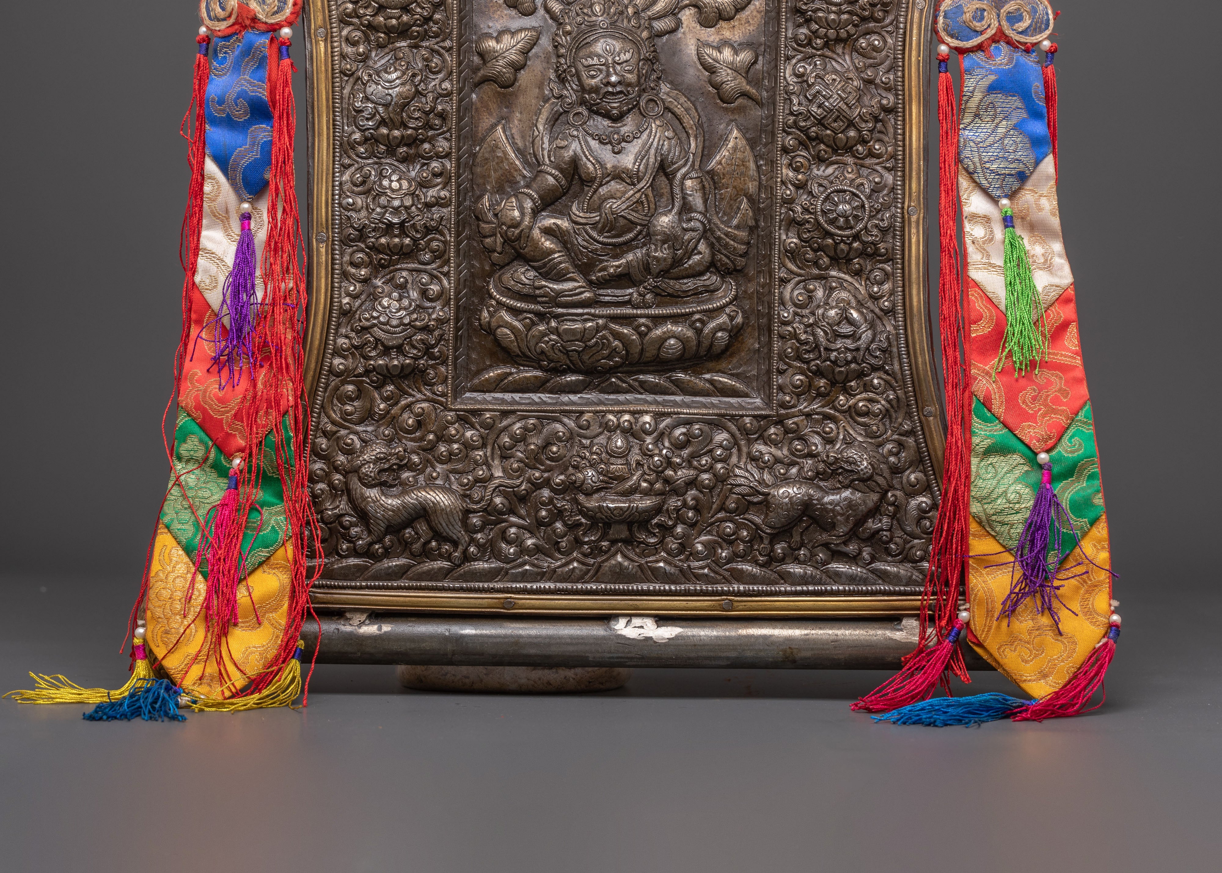 Handcrafted Dzambhala Metal Thangka | Spiritual Tibetan Buddhist Art