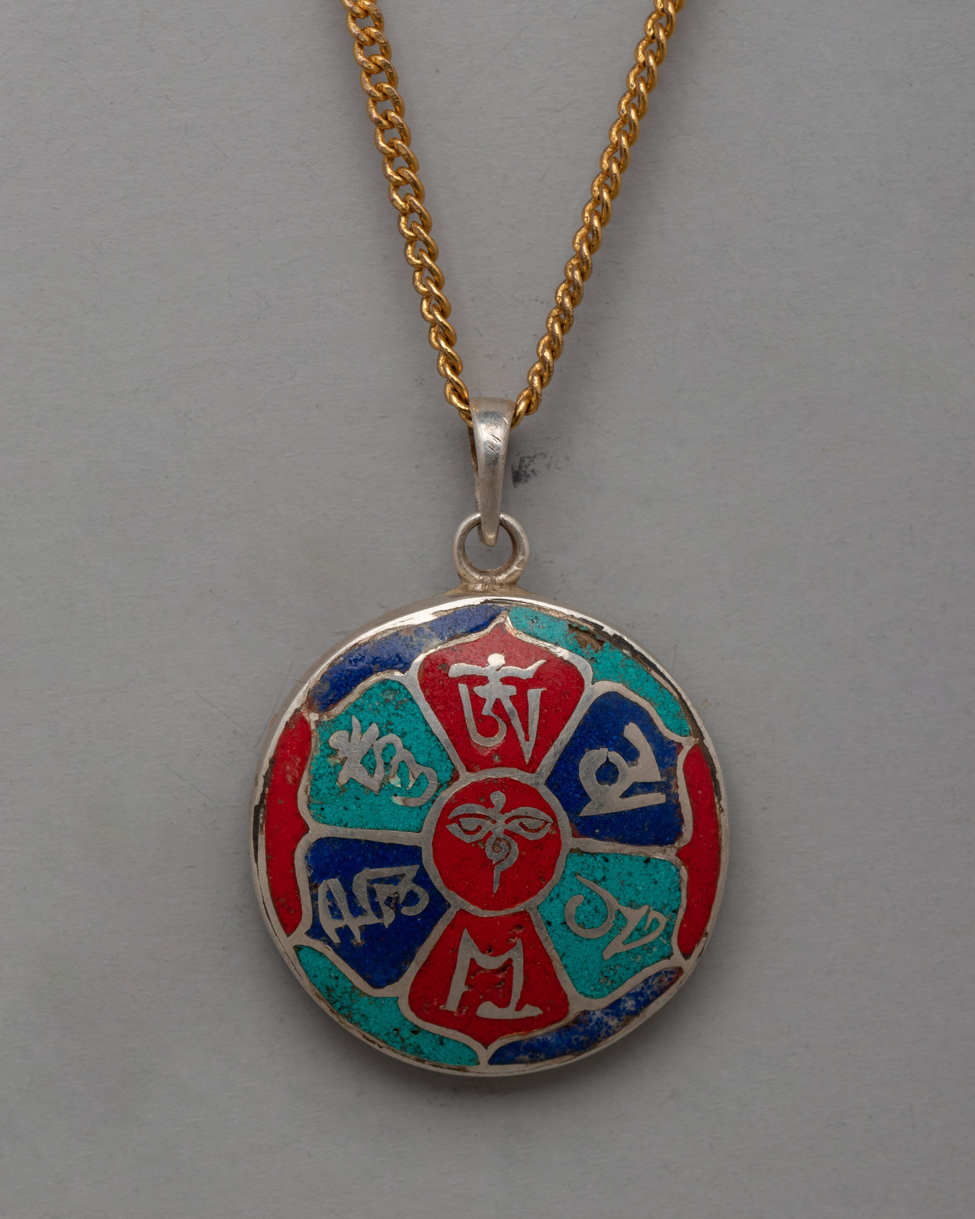 Round White Metal Locket