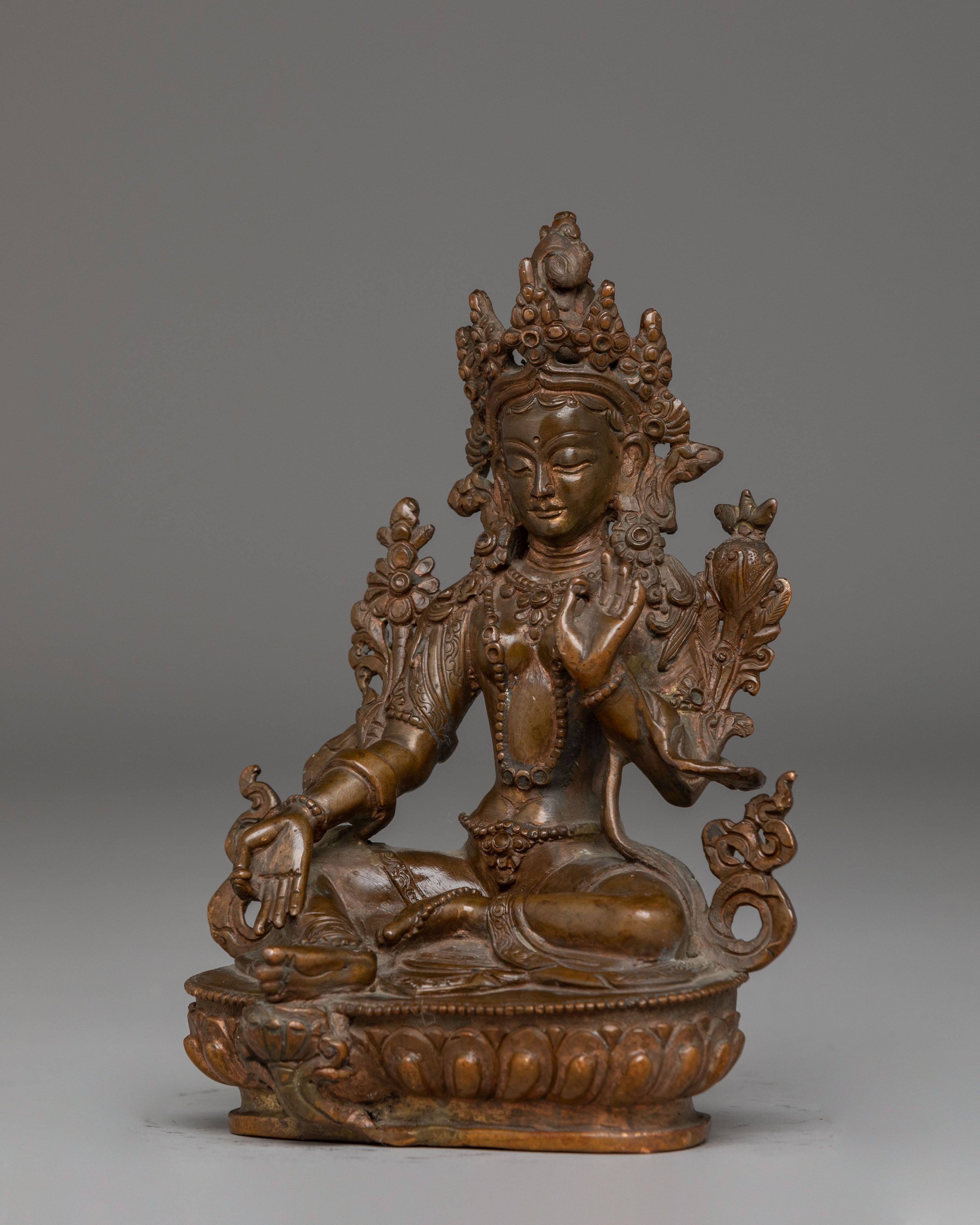 Oxidized Copper Statue of Green | Mother of All Buddhas