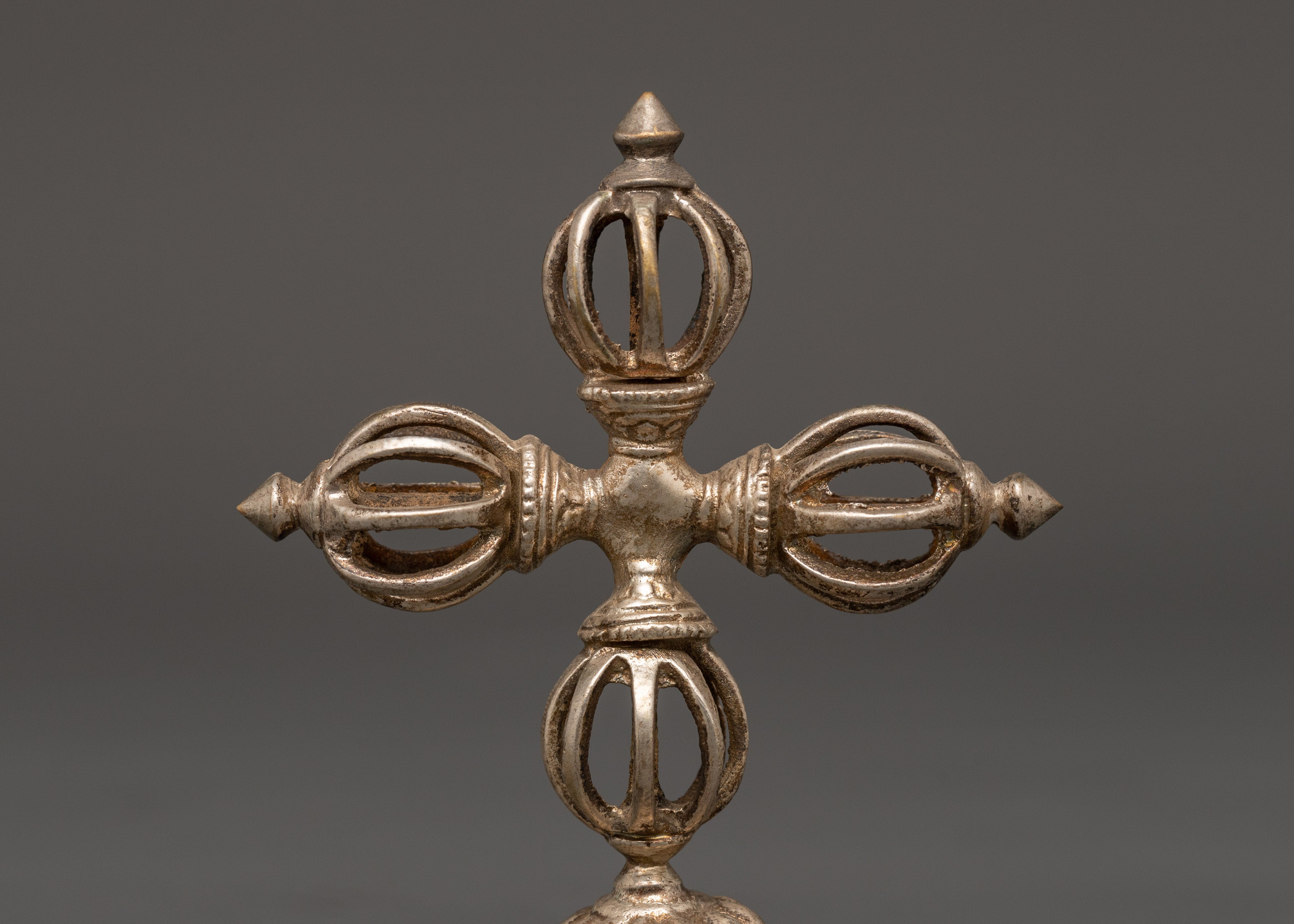 Bishwo Vajra with Stand | Copper Silver Plated Buddhist Ritual Tool