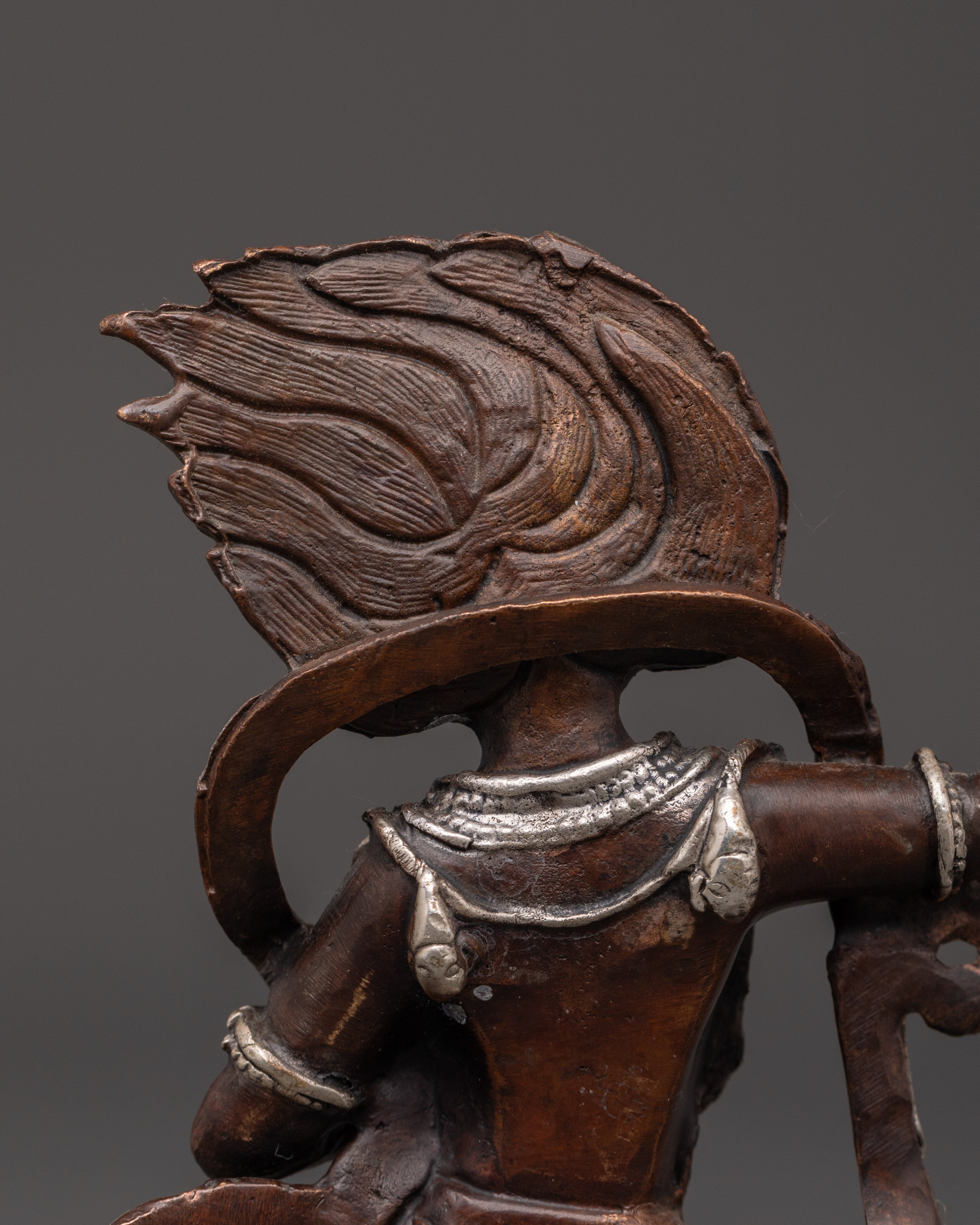 Yogini Simhamukha Statue | Sacred Oxidized Copper & Silver-Plated Sculpture