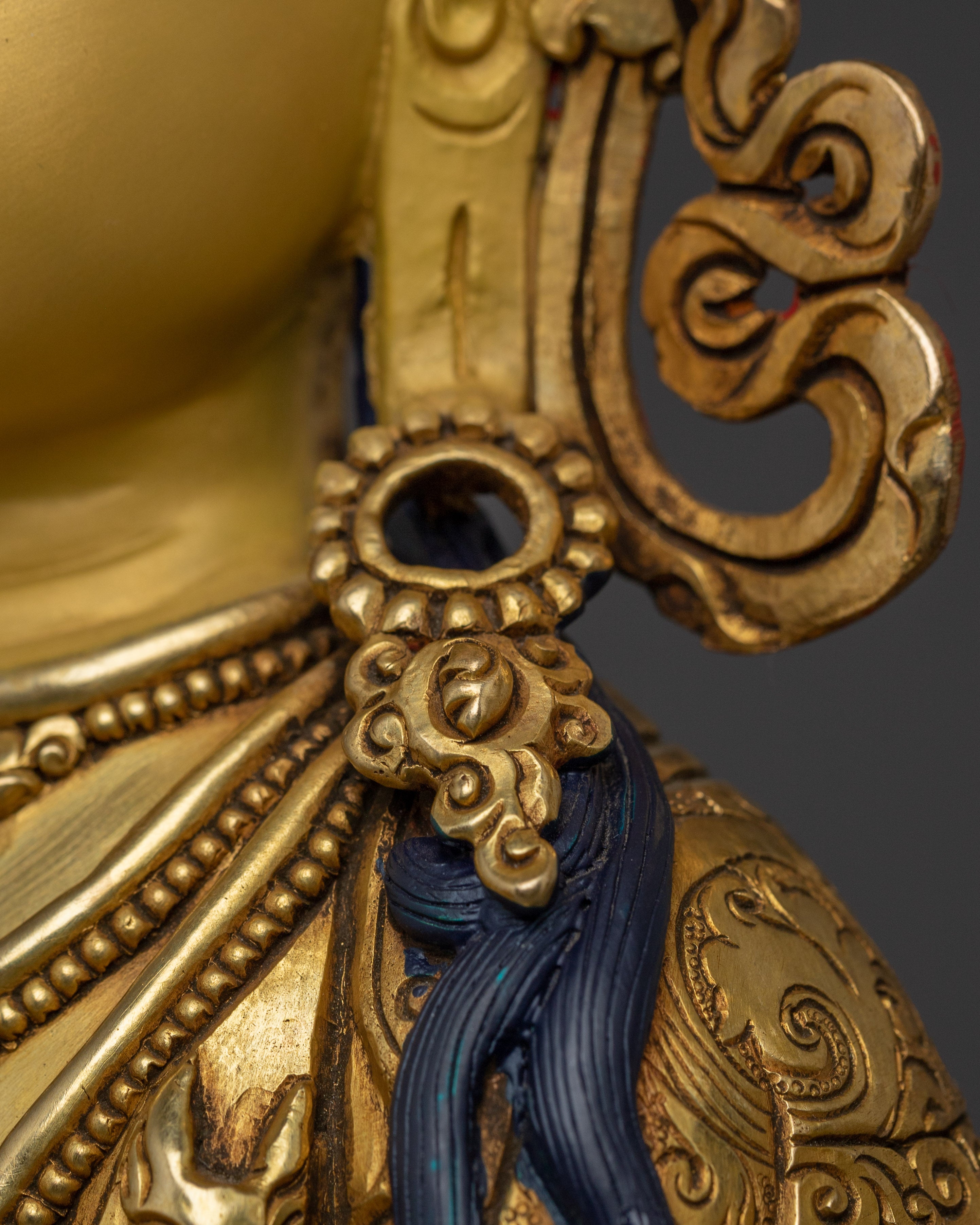 Gold Gilded Chenrezig Statue with Copper Body | Tibetan Bodhisattva of Compassion