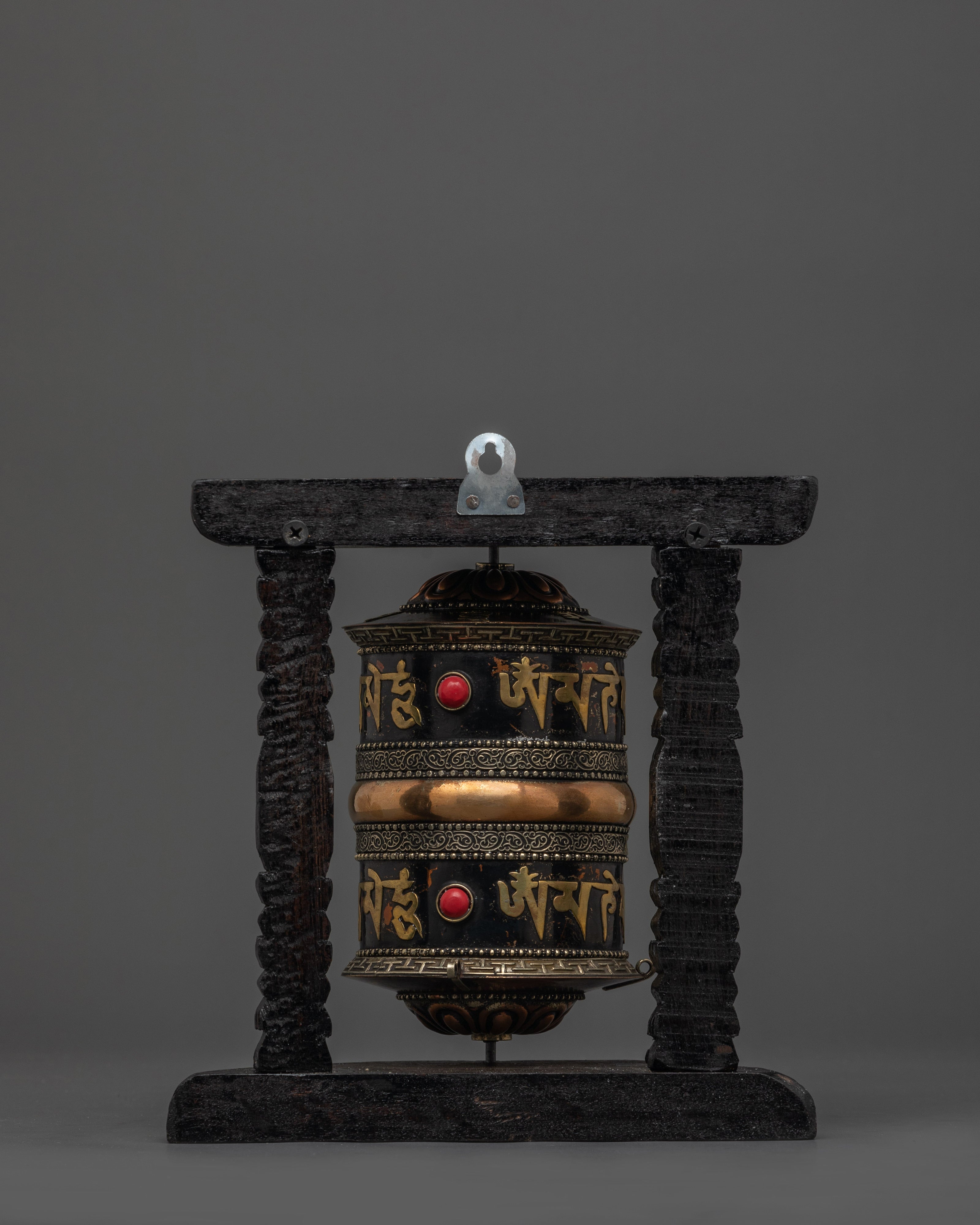 Meditation Prayer Wheel | Traditional Buddhist Wheel with Coral Stones