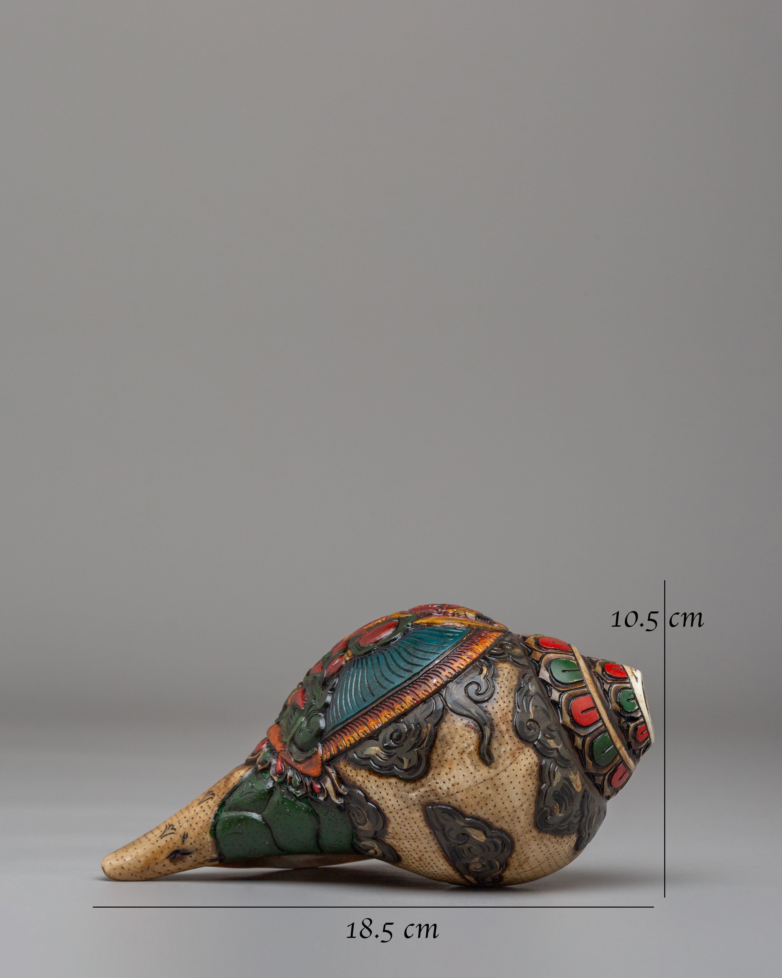 Vajradhara Carved Ritual Conch | Tibetan Buddhist Ritual Conch