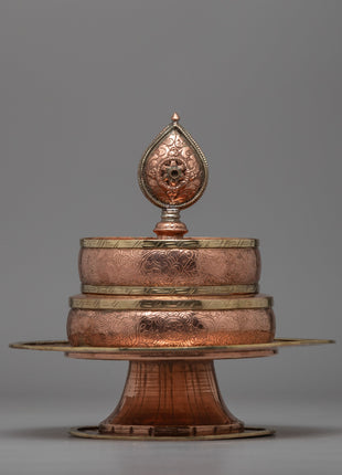 Exquisite Copper Mandala Stupa for Buddhist Rituals and Meditation | Ritual Copper Mandala