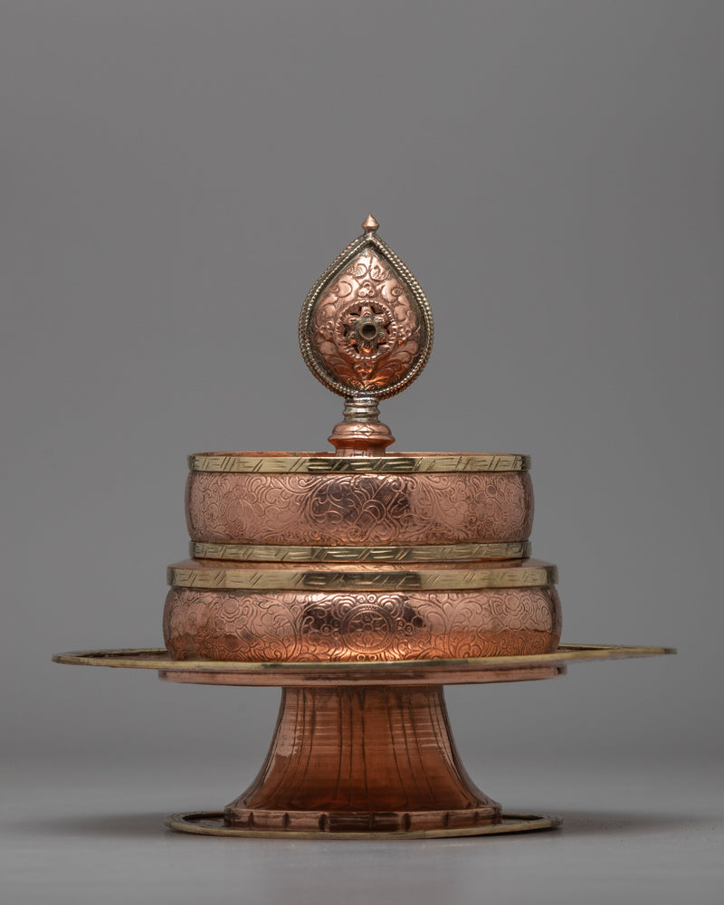 Exquisite Copper Mandala Stupa for Buddhist Rituals and Meditation | Ritual Copper Mandala