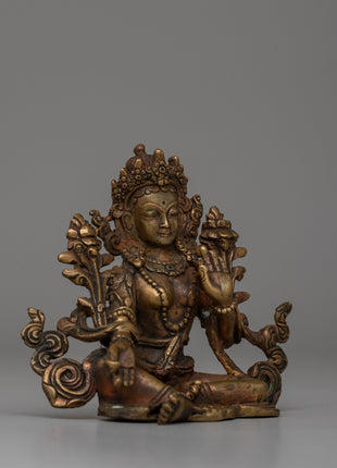 Handcarved Goddess Green Tara Figure | The Mother of Liberation