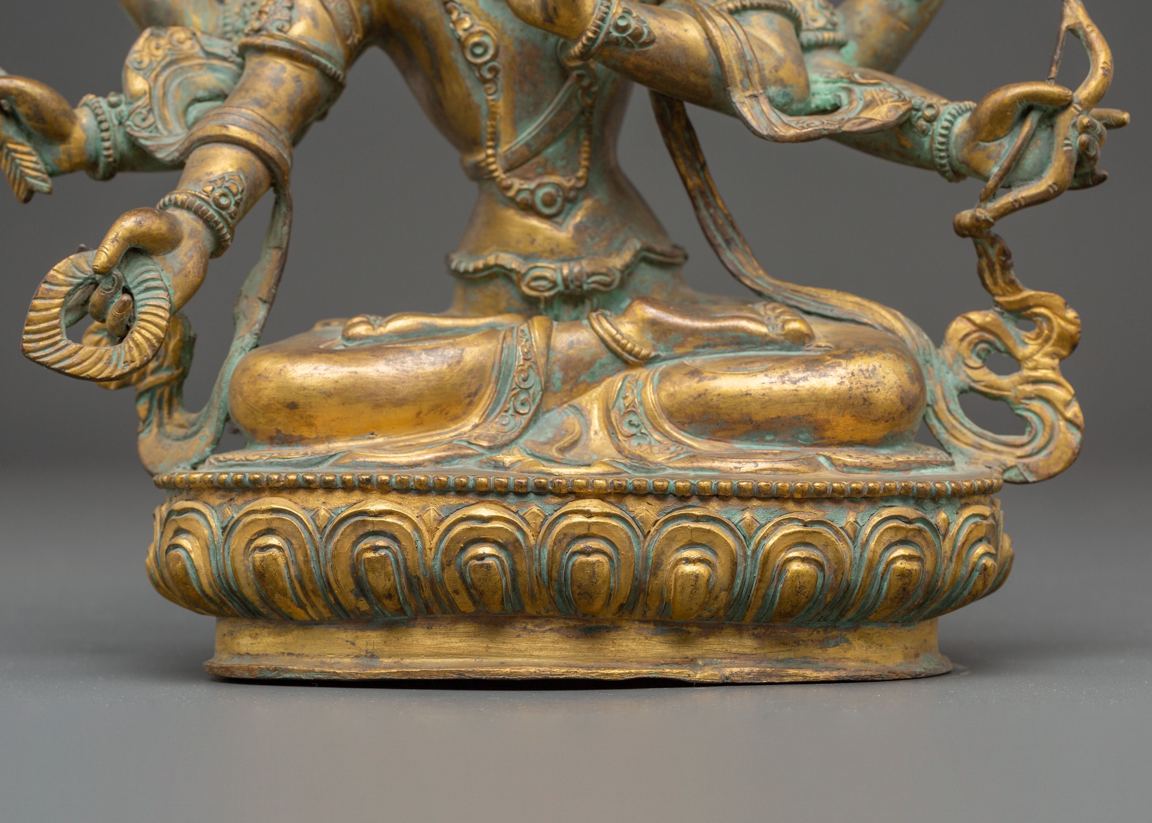 Handmade Maha Manjushri Statue | Antique Tibetan Copper Sculpture