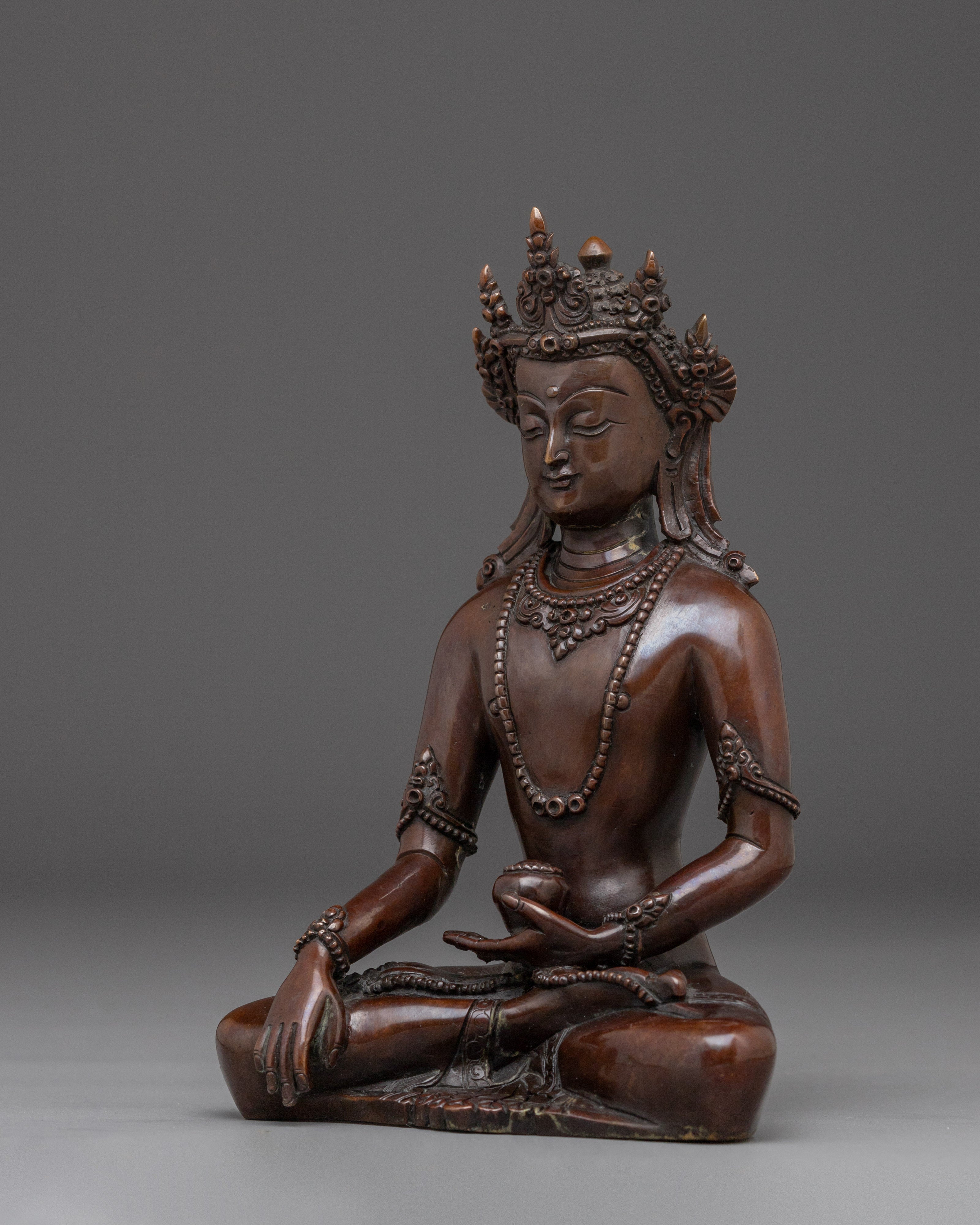 Handmade Crown Shakyamuni buddha Sculpture | Historical Buddha